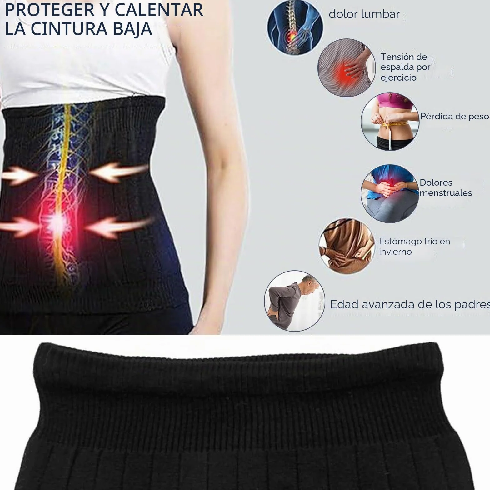 Comioke Calentador de Espalda,Cinturón de Calor para Lumbares,Cinturón Calentador de Invierno,Faja Lumbar Caliente para Hombres Mujeres para Cintura de Apoyo Caliente Dolores Menstruales