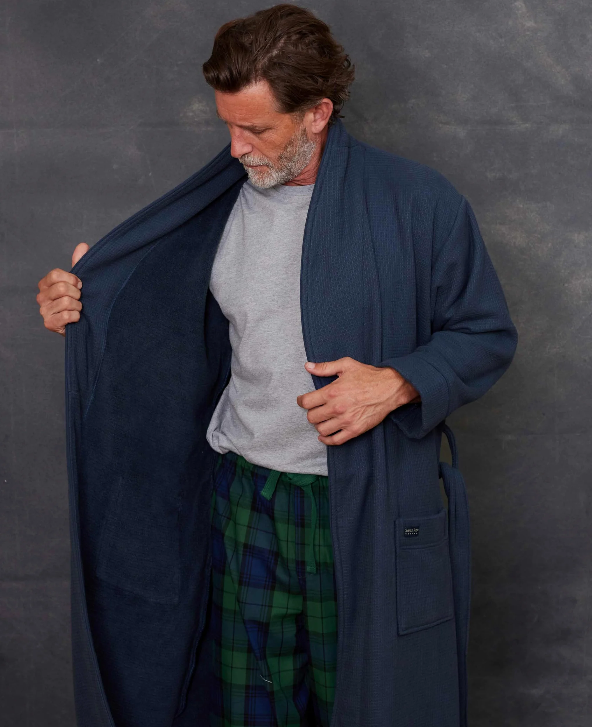 THE SAVILE ROW COMPANY LONDON Albornoz de algodón de lujo para hombre con forro de algodón de rizo