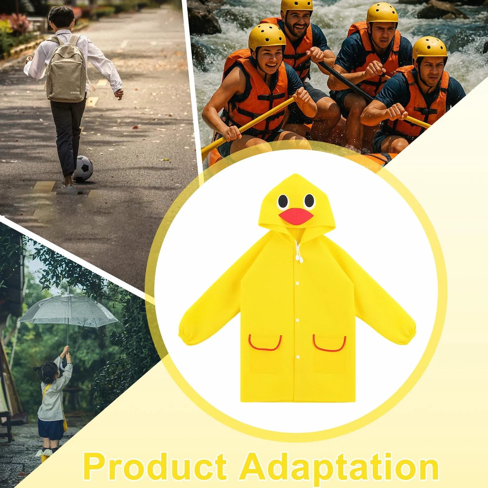 Chubasquero Niño Niña | Impermeable Infantil 3-7 Años | Poncho de Lluvia con Capucha | 5 Diseños Animados (Patito, Oso, Fresa, Conejo, Rana) | Unisex 80-130 cm | para Colegio y Parque al Aire Libre