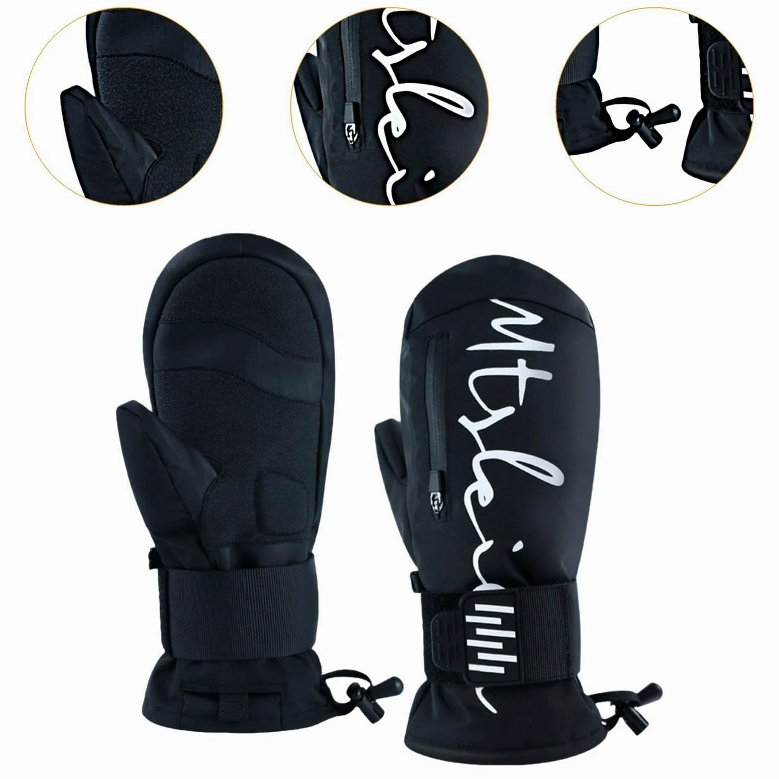 Qianly Guantes de Esquí con Protector de Muñeca y Aislamiento Térmico Antideslizantes con Absorción de Impactos y Forro de Felpa Cómodos Adecuados