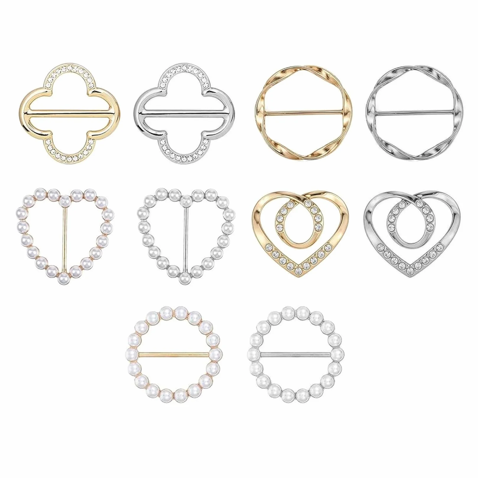 10 Piezas Anillos Hebillas de Bufandas, Hebillas de Cinturón, Hebilla de Cinturón de Metal, Anillos para Bufandas, Hebilla de Nudo Retorcido para Chal Corbatas de Camisas Sueltas Vestir