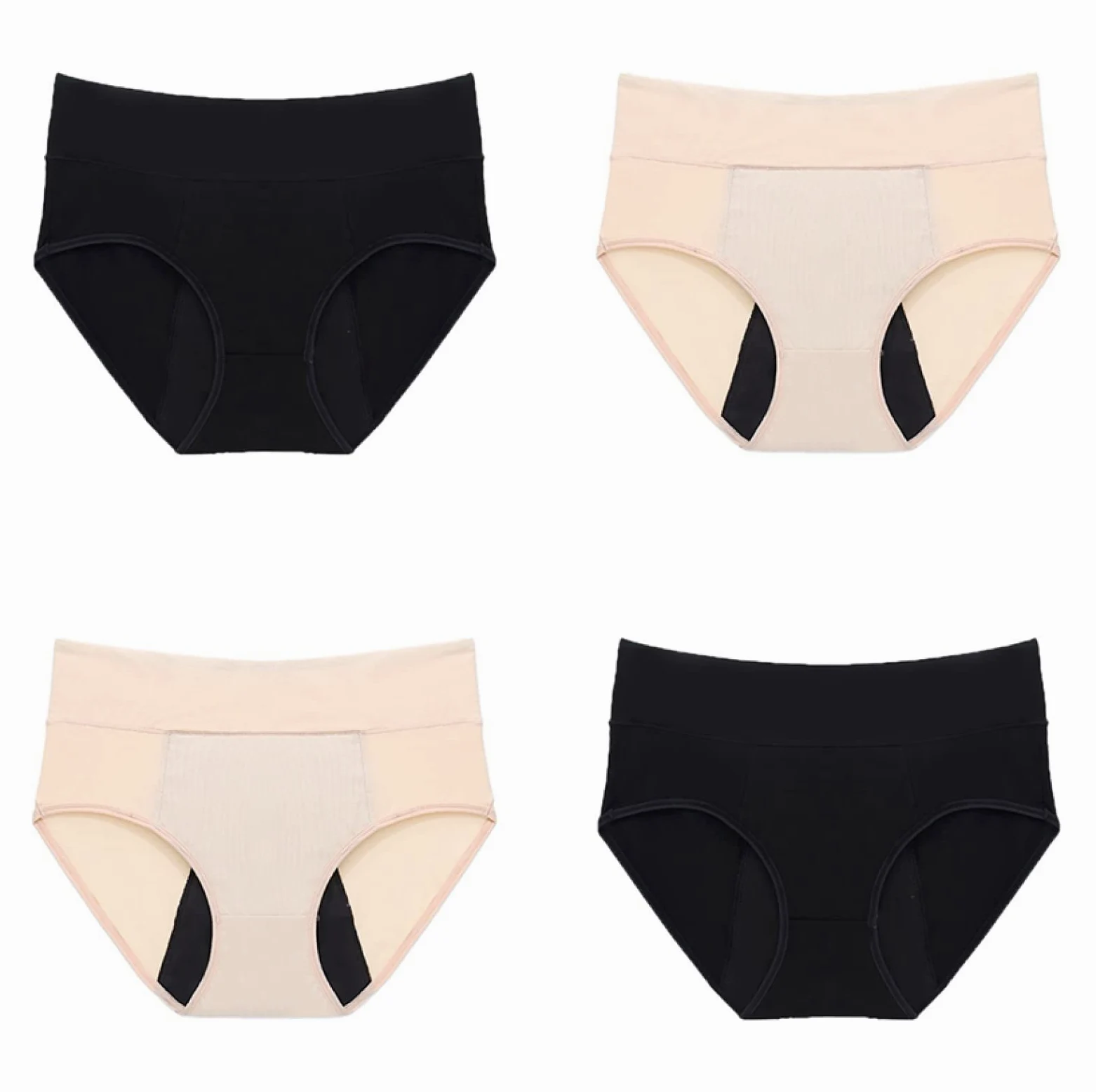 Bragas Mujer Algodon Bragas menstruales de Mujer a Prueba de Fugas absorbentes de Cintura Alta de algodón de 2/4 Uds Bragas menstruales de 4 Capas