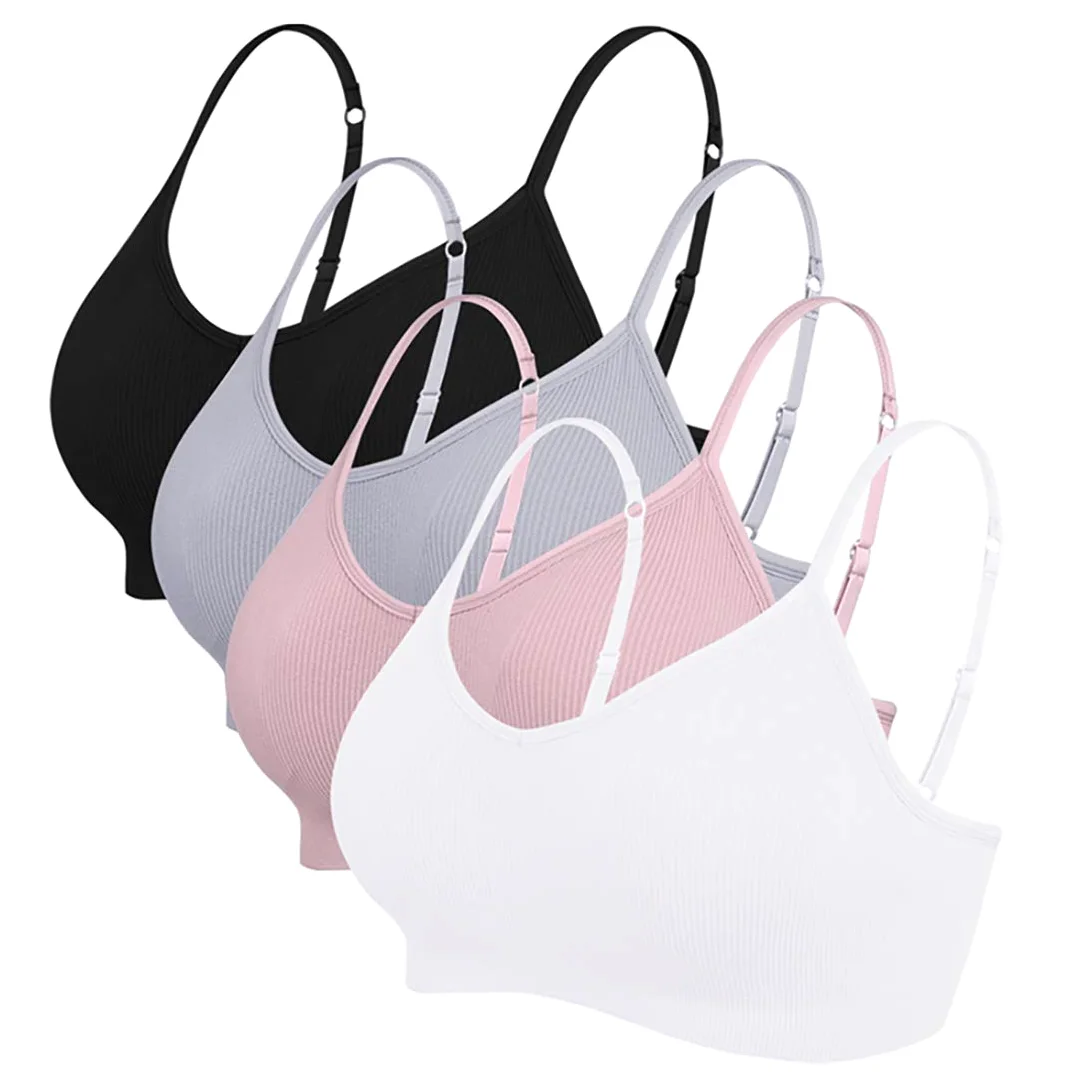 Vertvie Conjunto básico de Sujetador Deportivo para Mujer, 2/3/4, sin Aros, Acolchado, con Sujetador de Espaguetis