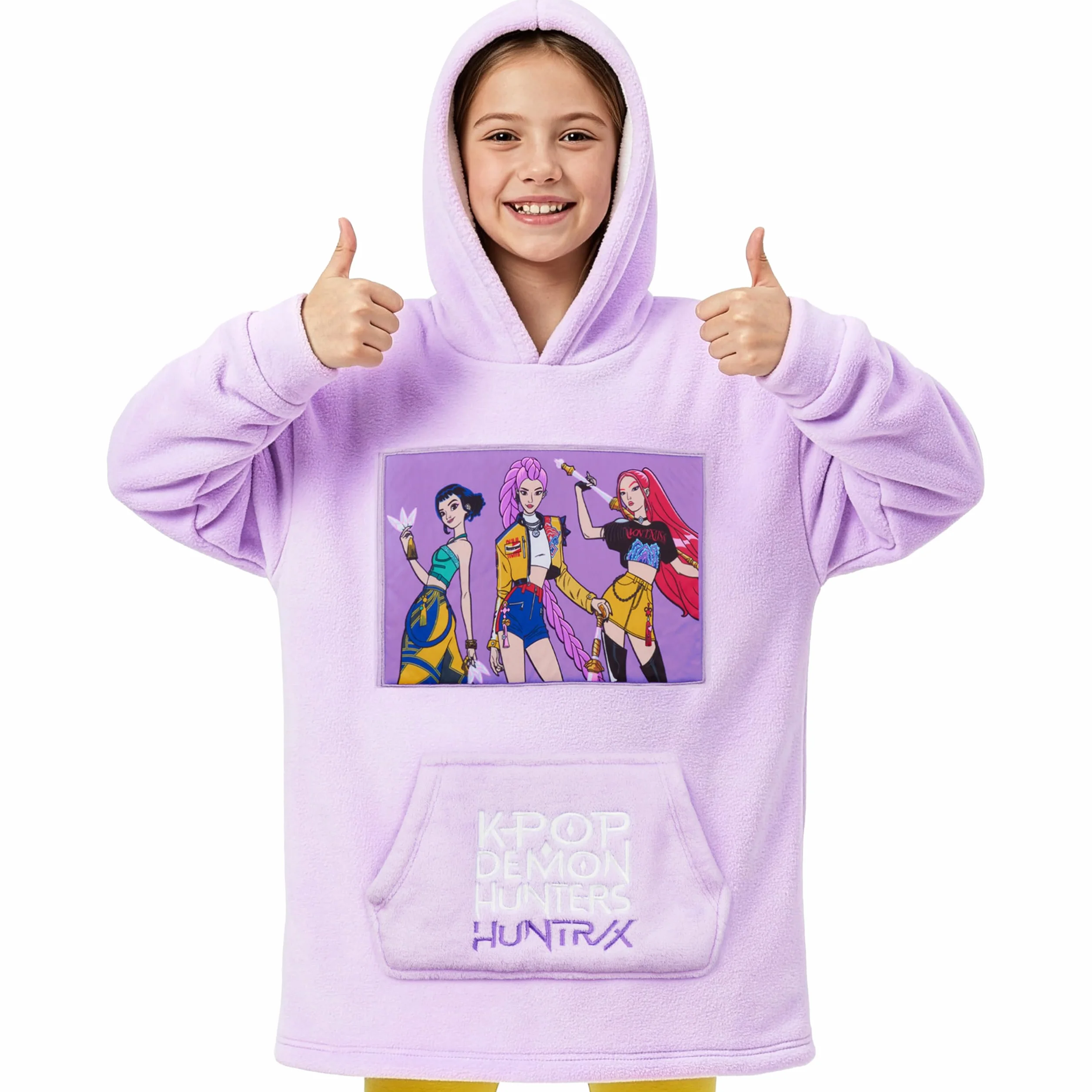 KPop Demon Hunters Oficial Huntrix Sudadera Manta con Capucha para Niñas, Hoodie Oversize con Bolsillo