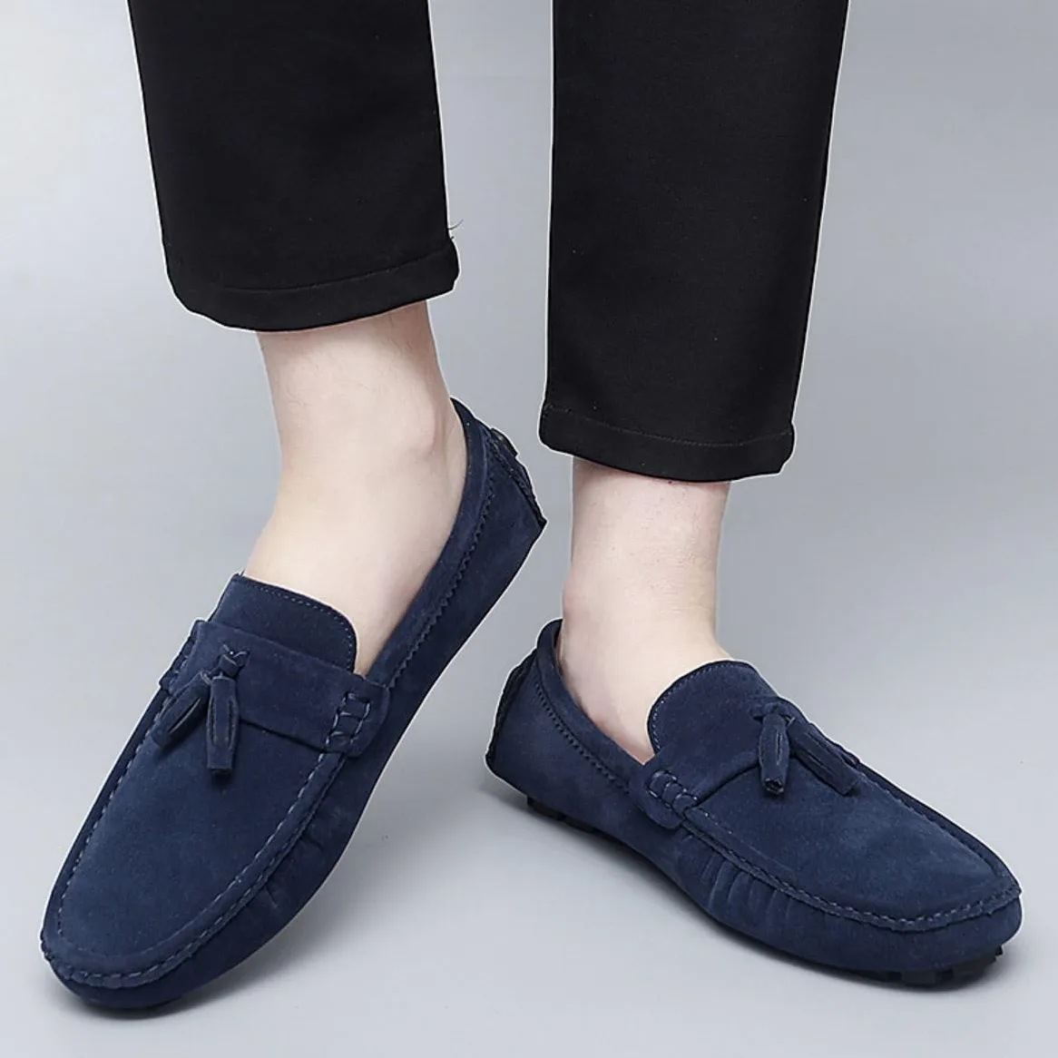Hombres Elegante Hebilla Mocasines Comodidad Ante Zapatos de Conducir Estiloso Pantuflas Holgazanes Slip On Verano Plano Cuero Zapatos de Conducción 38-49 EU