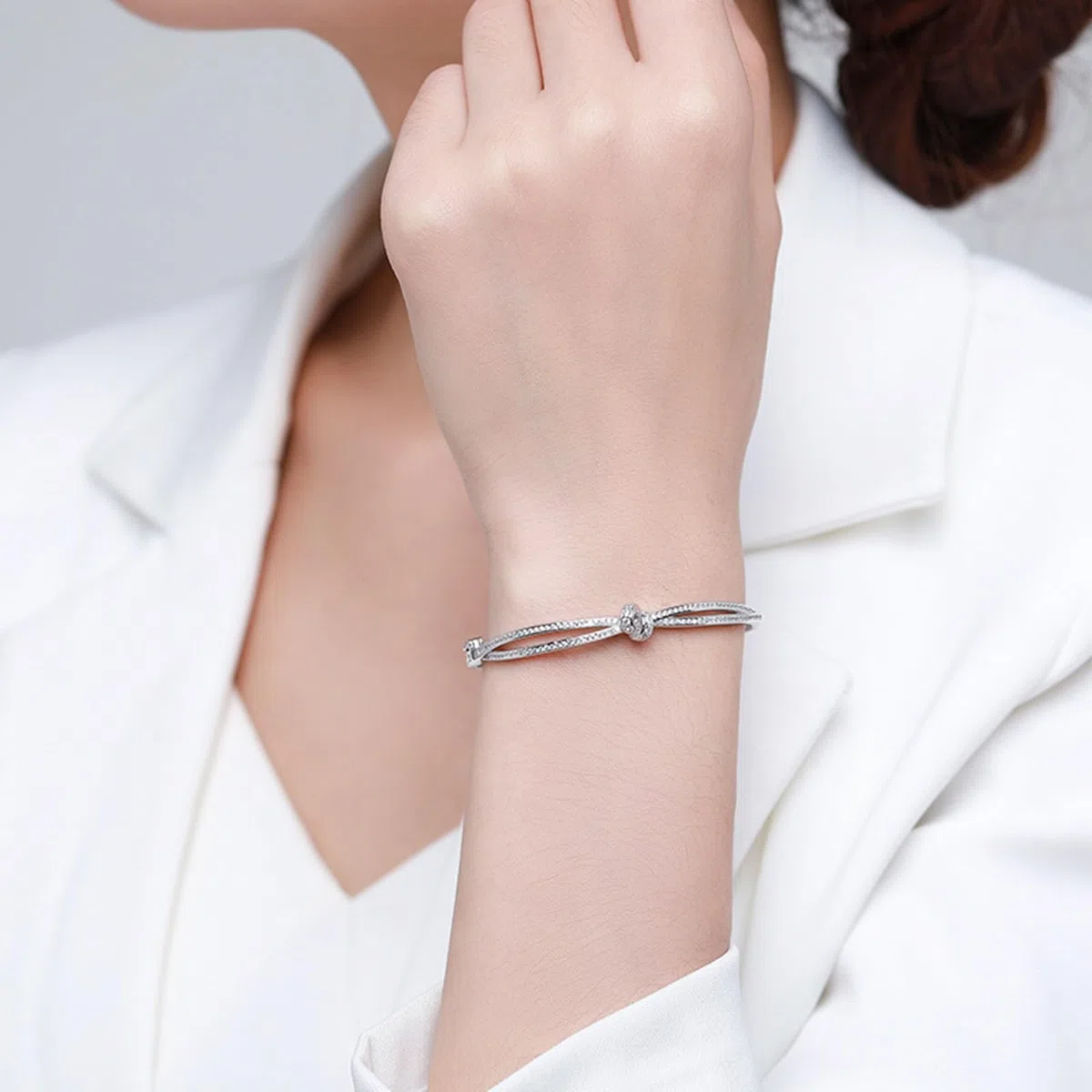 Pulsera infinita para mujer, moissanita con nudo infinito para mujer, oro blanco de 9 K, 14 quilates, 18 quilates, Pt950