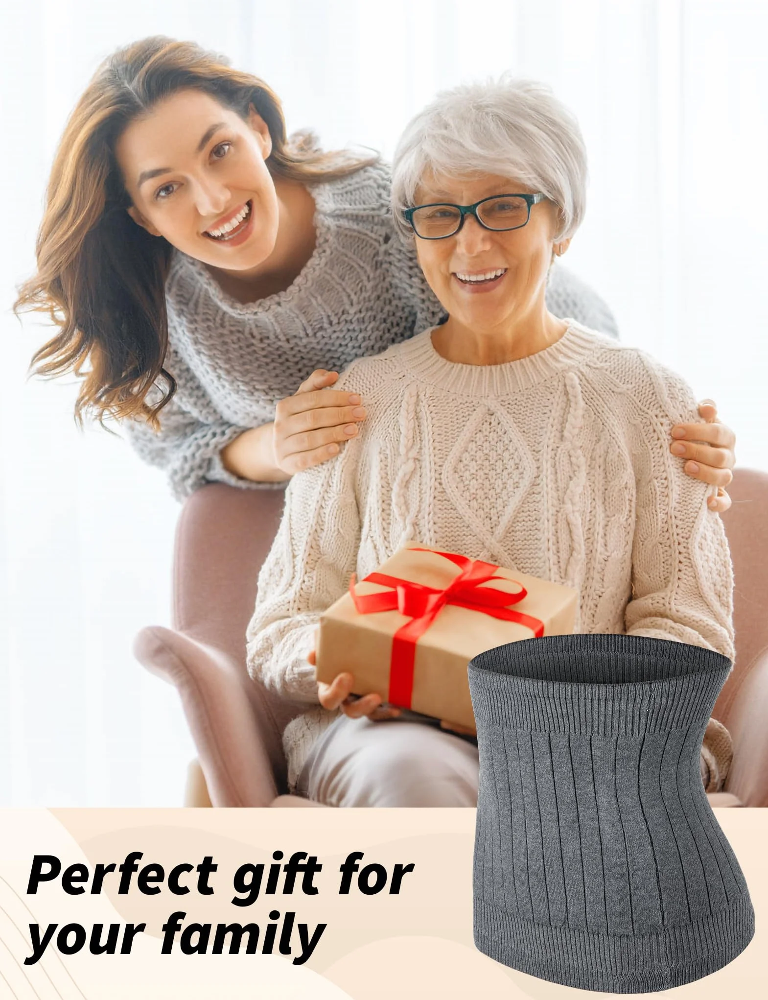 Becellen Faja Lumbar Lana, Cálido Elástico Abdomen Calentador Cachemira Faja Lumbar Mujer Dolor Espalda Anti-Frío Calentador de Riñón Invierno Cintura Soporte para Mujer Hombre