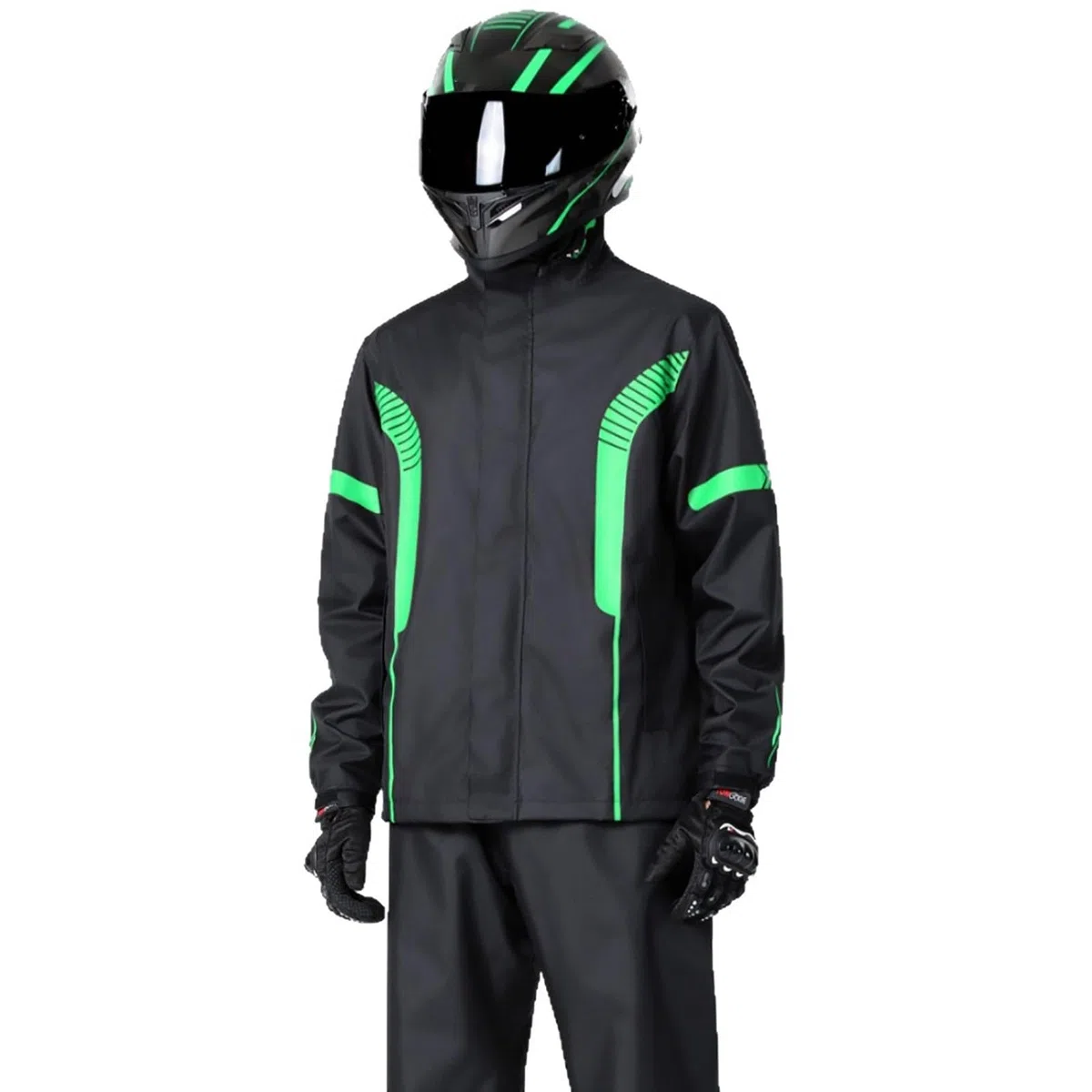Traje de lluvia para hombre y mujer, chubasquero y pantalones de lluvia, conjunto de ropa de lluvia para motocicleta con rayas reflectantes, impermeable de dos piezas y pantalones de lluvia