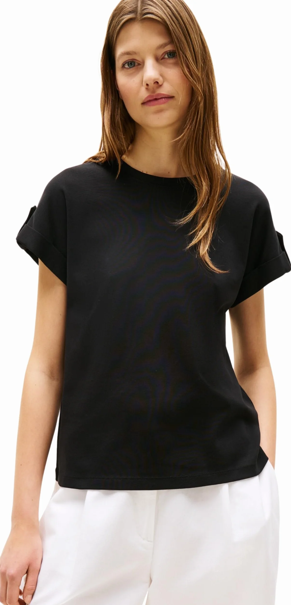 Tommy Hilfiger Camiseta de Manga Corta Mujer Gold Button con Cuello Redondo