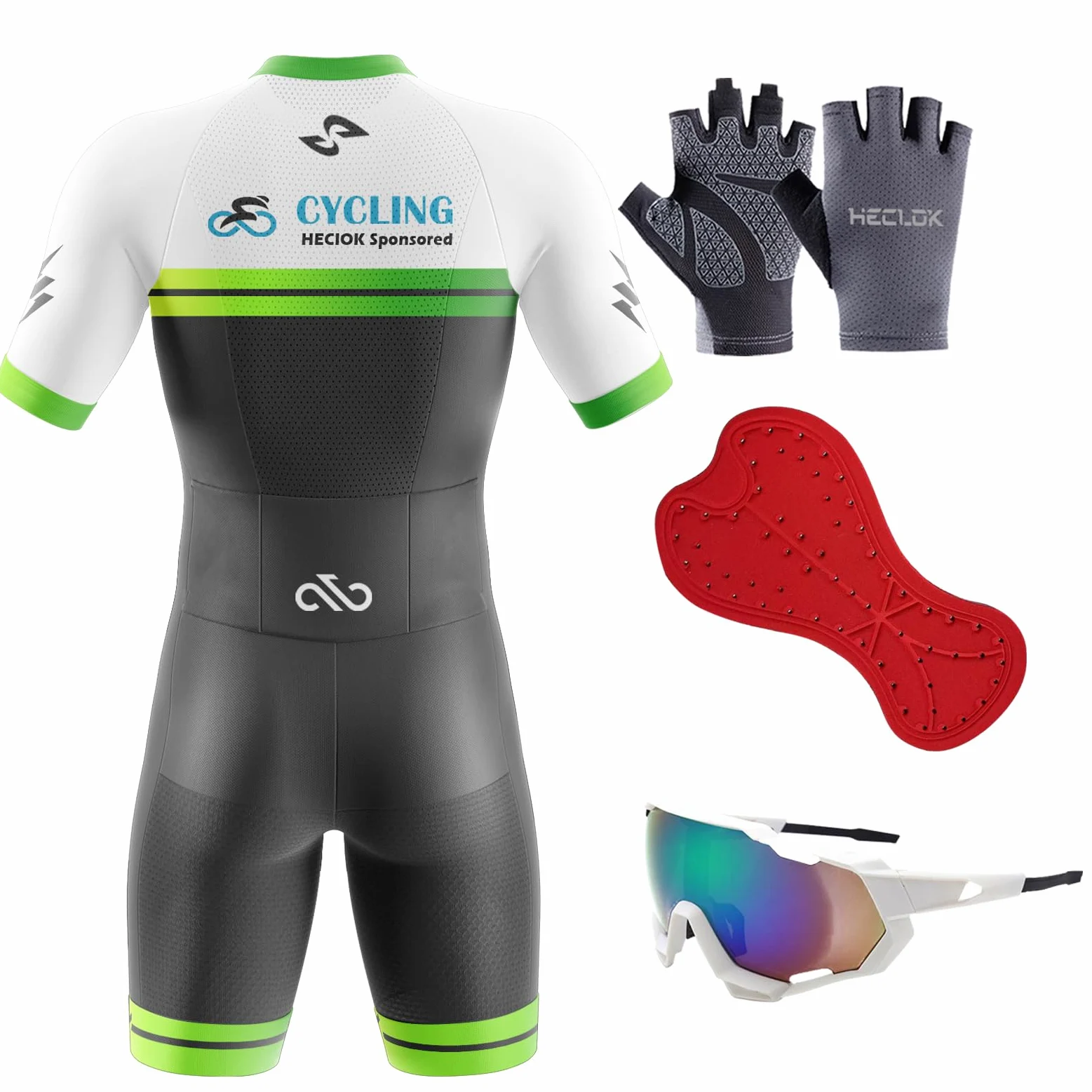 Triatlón Tri Suit, Conjunto de Traje de triatlón de Manga Corta para Hombre, Traje de Ciclismo para Hombre Acolchado de una Pieza para Ciclismo, Ciclismo, Carrera, Natación