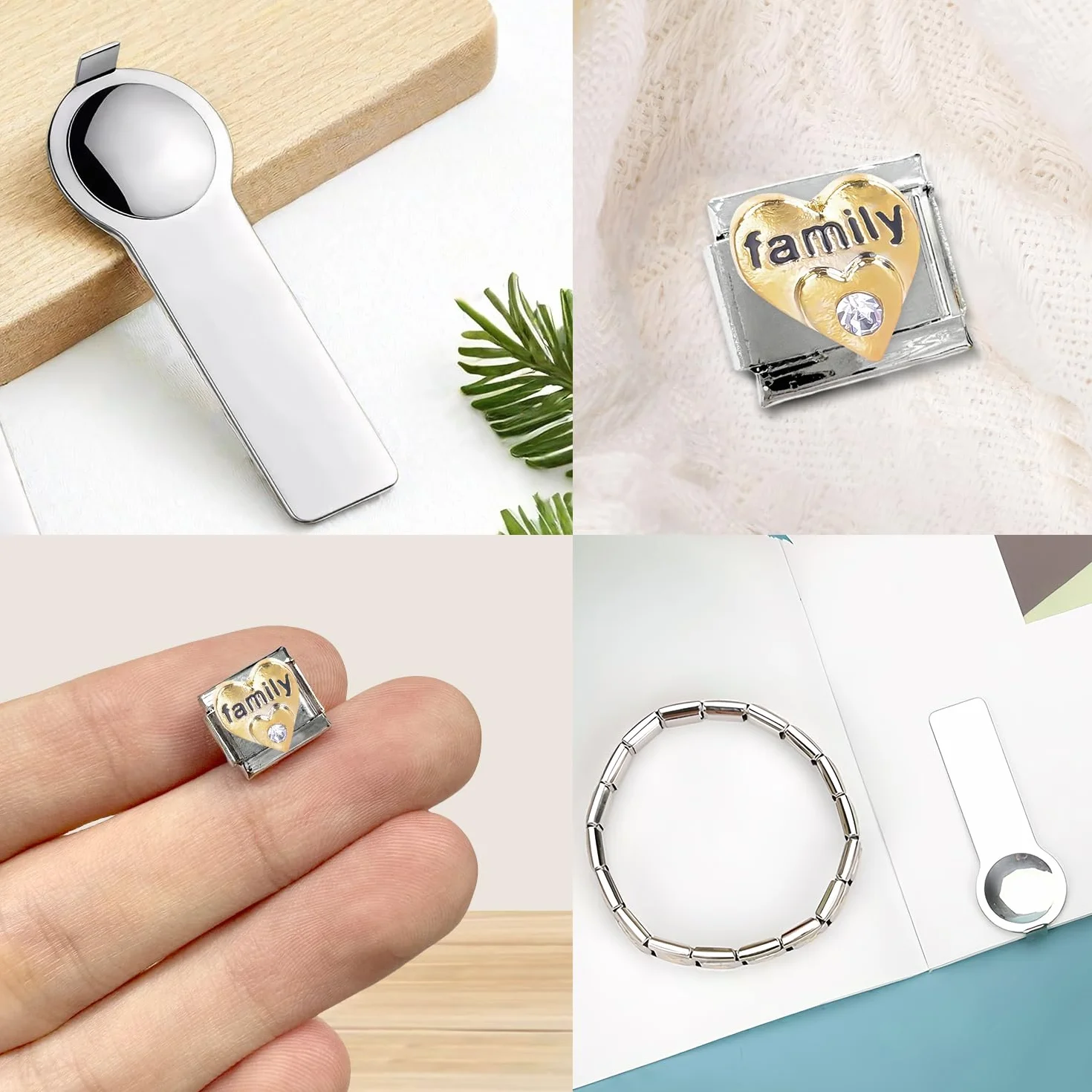 Dije Personalizado de Carta de Amor - Eslabón Italiano de Acero Inoxidable de 9 mm para Pulseras