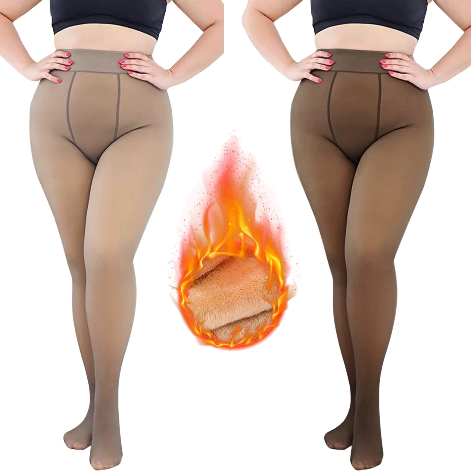 MJGkhiy Medias de forro polar para mujer color carne falso translúcido cálido acolchadas medias cómodas medias térmicas sin costuras elegantes medias forradas leggings gruesas medias cálidas de