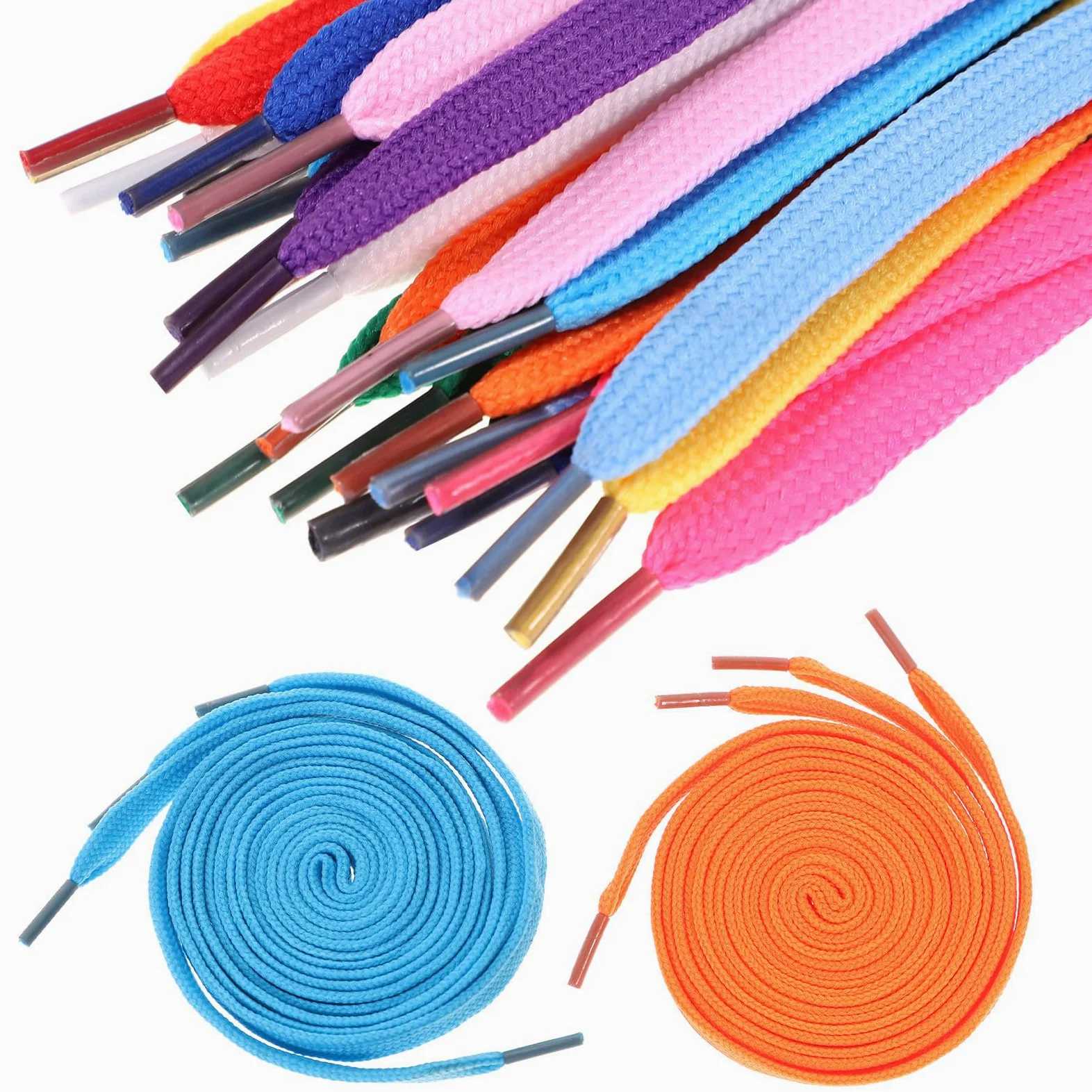 Cordones Planos de Colores Duraderos 12 Pares de Poliéster y Nylon, Reemplazo Práctico y Estilo Moderno Color Aleatorio para Zapatillas Deportivas y Patines