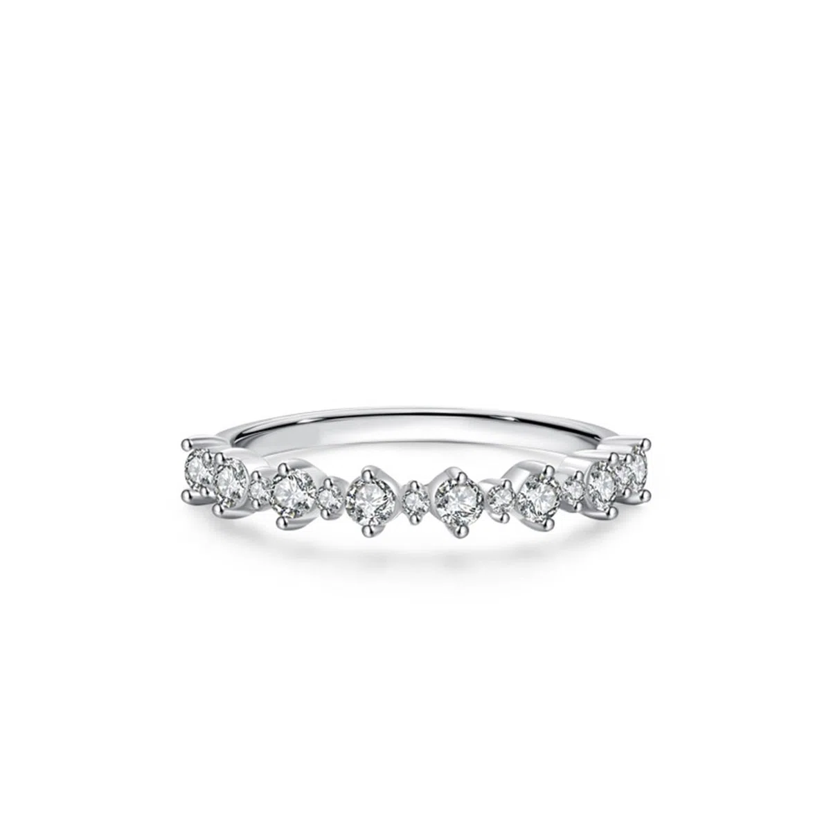 KnSam Anillo de oro blanco de 9 K/14 K/18 K, anillo apilable clásico para parejas con moissanita, anillo Au 375/585/750, oro blanco, talla 47-65