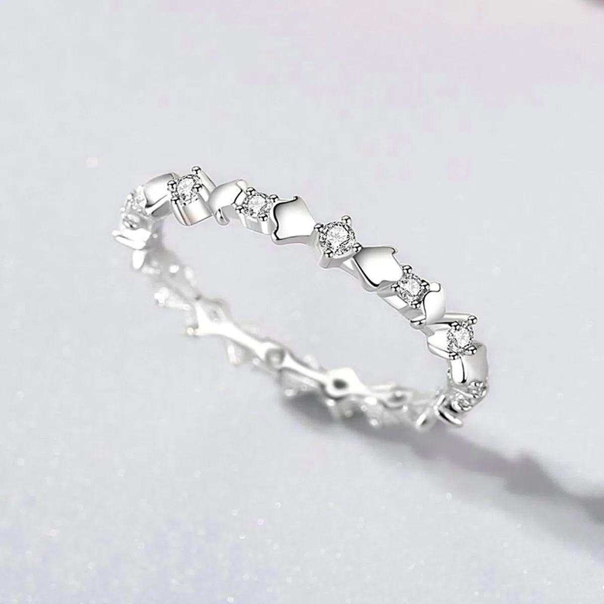 Anillo para mujer de oro blanco, anillos de compromiso, oro real eternidad con moissanite, elegante anillo de matrimonio para mujeres