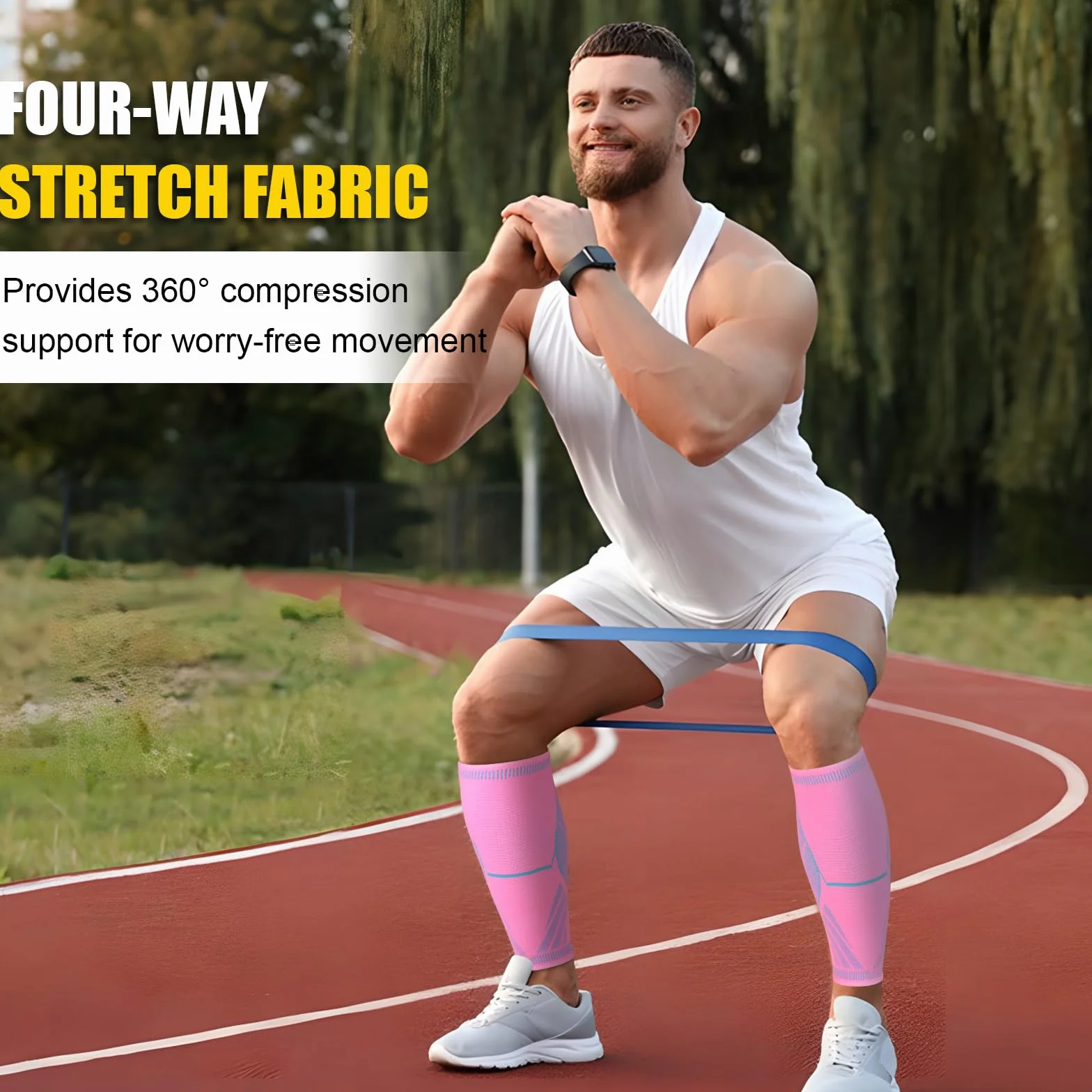 NuCamper Compresión para Pantorrillas Mujer Hombre 2 Pares, Pantorrilleras Compresion, Calcetines Compresión, Mangas para Deportes, Running, Ciclismo, Aliviar Varices, Espinilla Dolor, Calambres