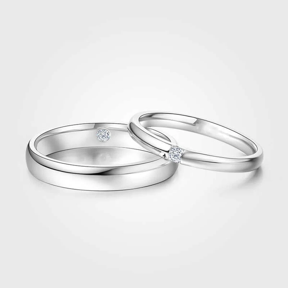 Anillo de compromiso de oro 375, anillo Promise para hombre con diamante blanco de 0,02 quilates, plata de ley de 9 quilates, oro blanco de 9 quilates, talla 52 (16,6)