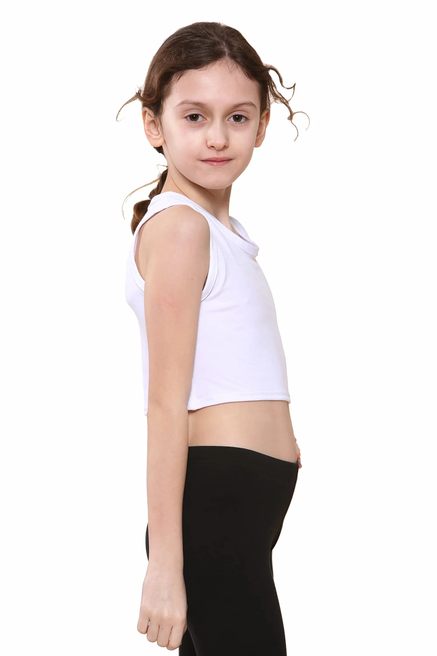 Niños Niñas Neon Fluorescente Chaleco Crop Tops Camiseta tee Top Ropa de Baile Gimnasia Disfraces Edad 5-14 años