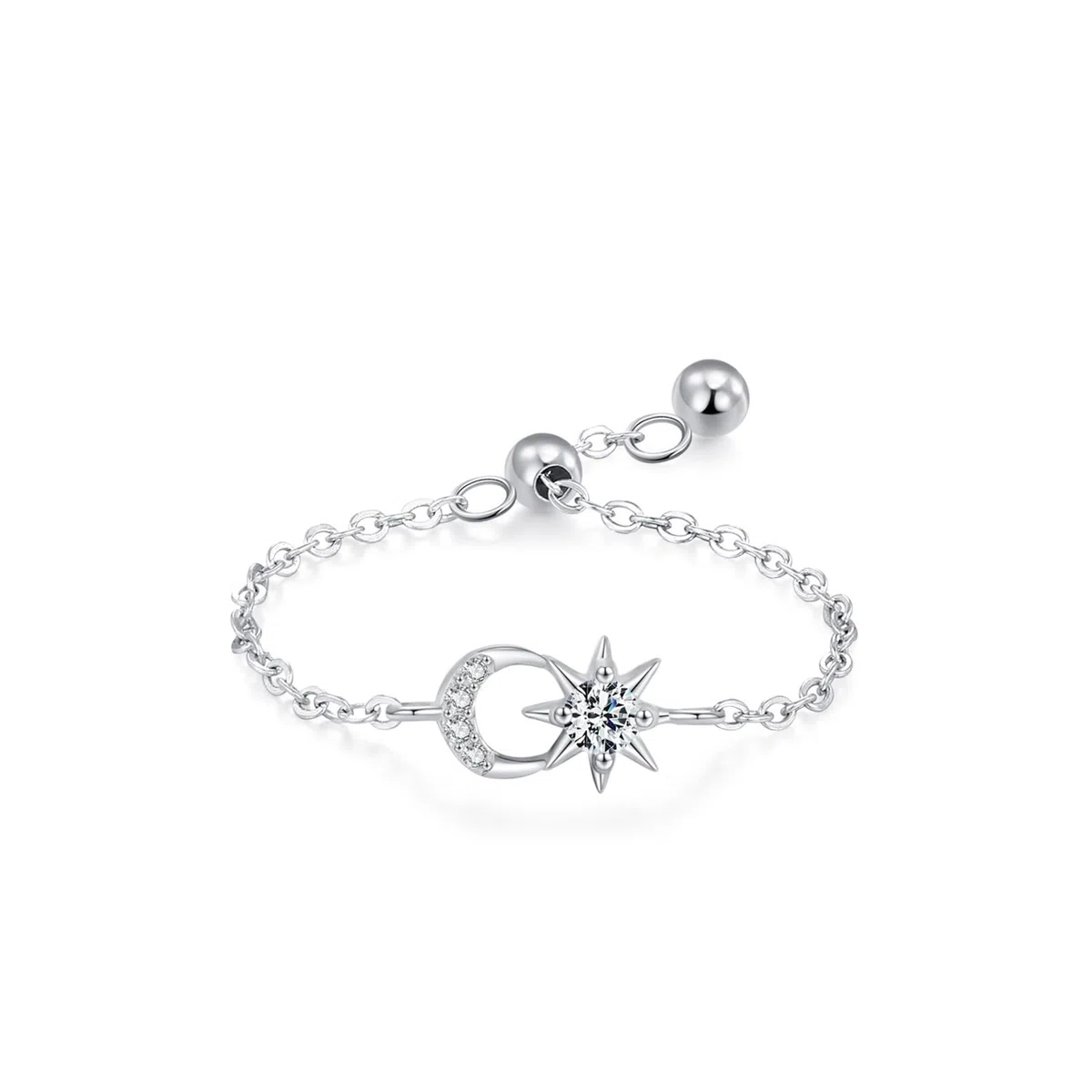 Anillo de oro para mujer, diamante cultivado en laboratorio, oro blanco, anillo de boda ajustable para mujer