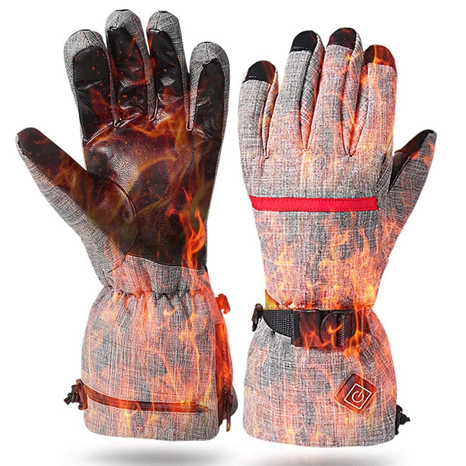 Guantes Térmicos, Baterías Recargables Guantes Térmicos para Hombres Mujeres, 3 Niveles de Calentamiento, Guantes Impermeables y Cortavientos, Ciclismo Motocicleta Senderismo Esquí