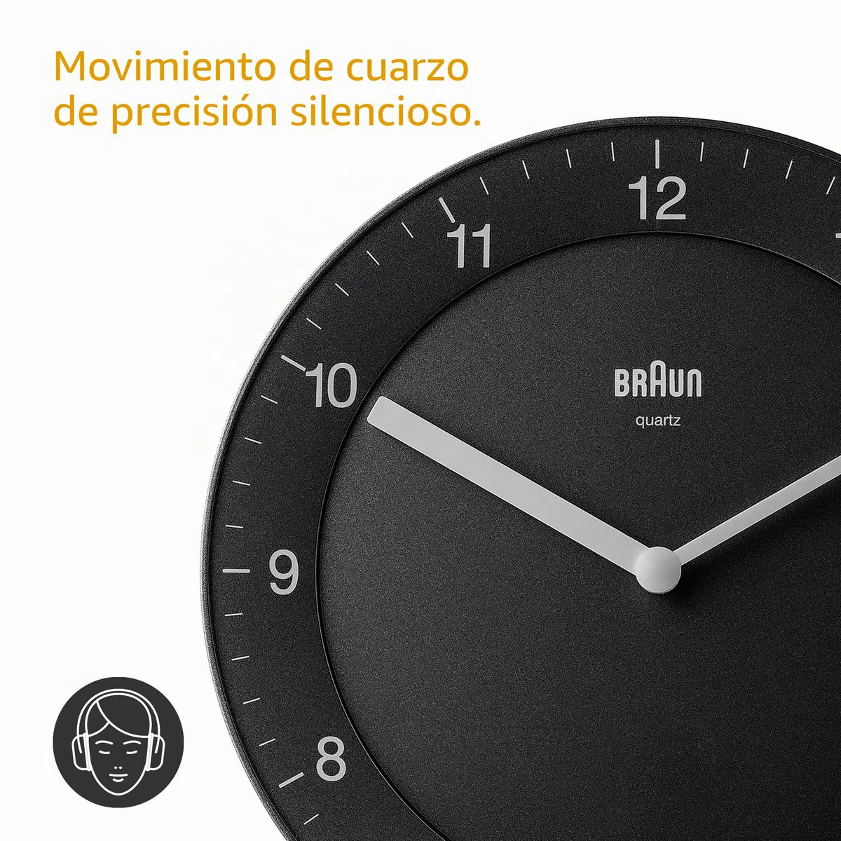 Braun Reloj de Pared analógico clásico Movimiento de Cuarzo silencioso, de fácil Lectura, diámetro del 20 cm en Negro, Modelo BC06B.