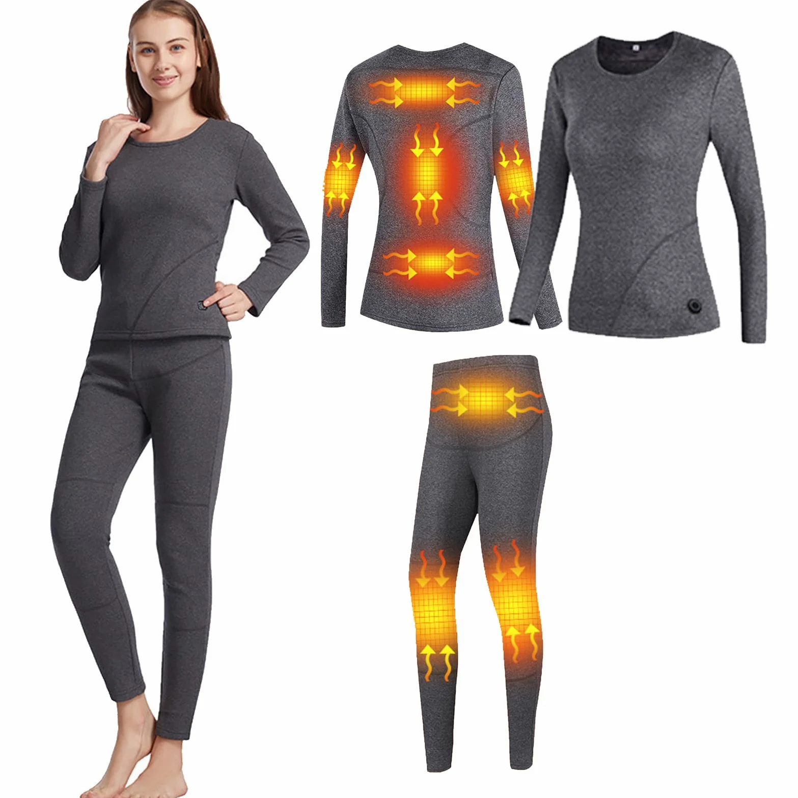 Conjunto De Ropa Interior Térmica Calefactada De 8 Zonas, Camiseta Y Pantalones Calefactables Winters para Hombres Y Mujeres, Ciclismo Al Aire Libre, Camping