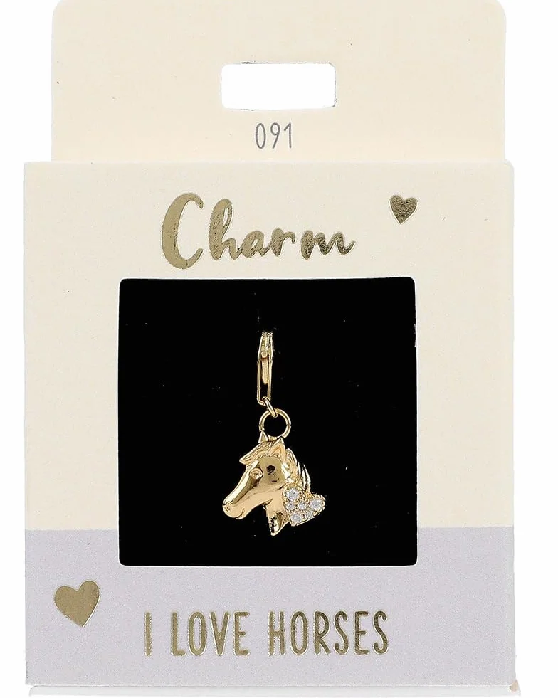 Depesche 11785-091 Charms Exprésate - Colgante para Collares y Pulseras, Caballo, Dorado, como pequeño Regalo