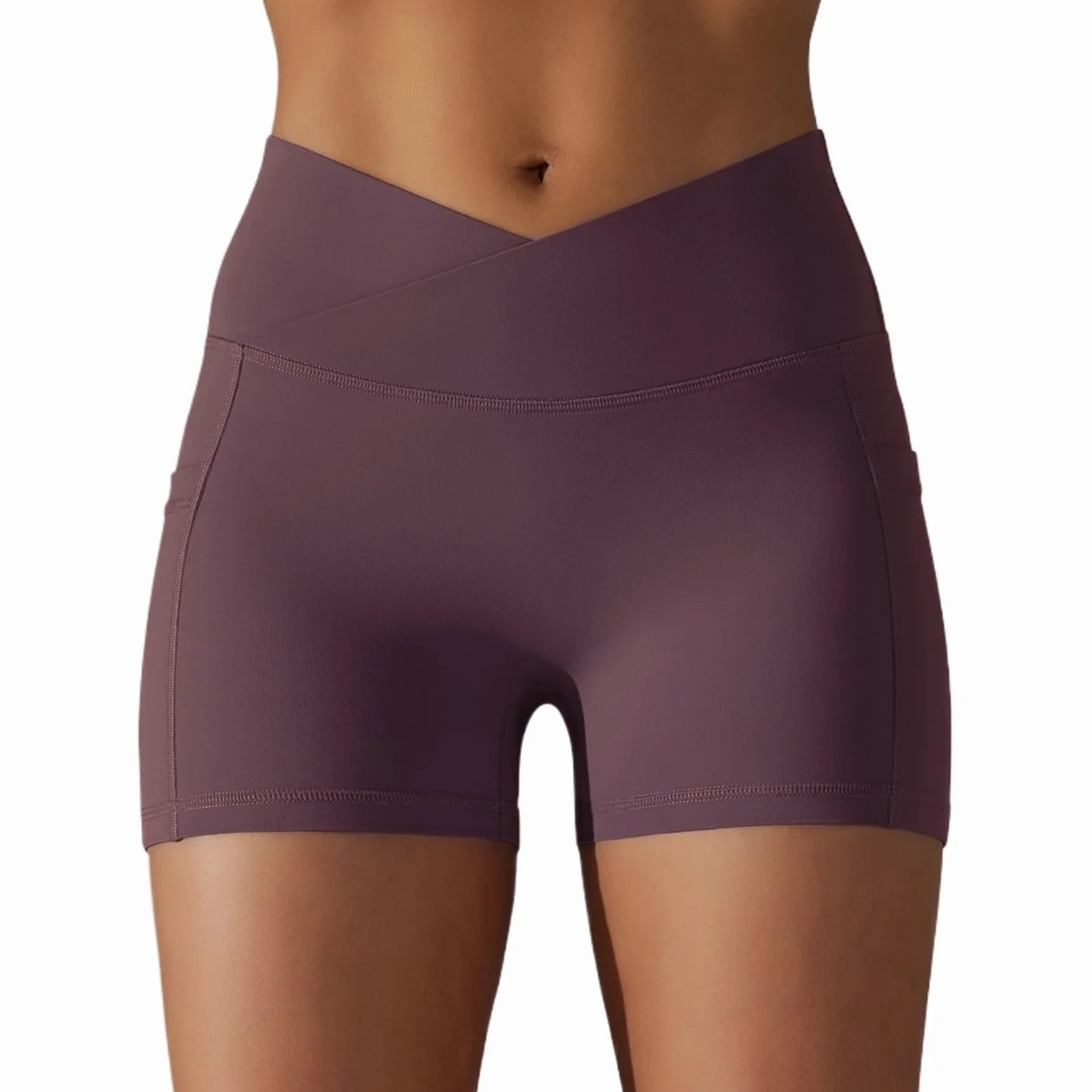 Genérico 10 Pantalones Cortos De Gimnasio Mujer Cintura Alta Correr Con Bolsillos Ciclismo Control De Barriga En V Mallas De Entrenamiento Yoga