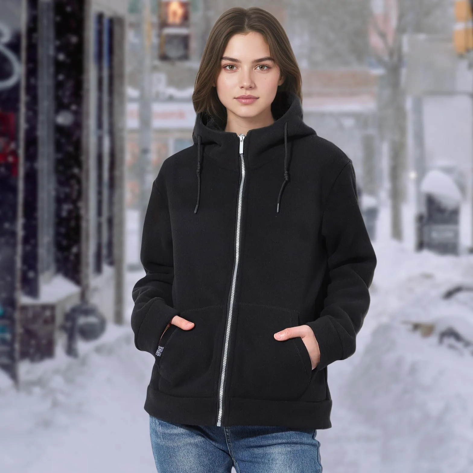 BWBIKE Sudadera Cremallera Completa Mujer Forrada Vellón Manga Larga Chaqueta Casual