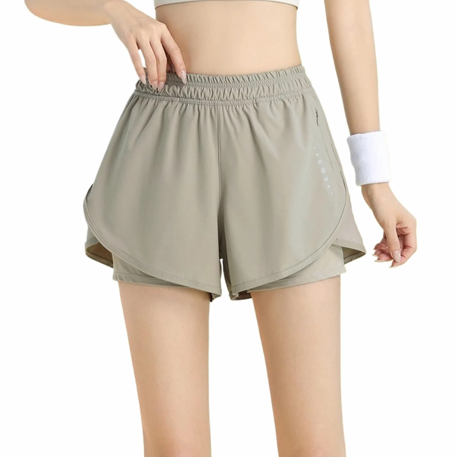 Pantalones cortos de yoga for mujer, tallas S-4XL, de verano, de secado rápido, holgados, for hacer ejercicio, con bolsillo, for gimnasio y ropa deportiva. Para Cintura Alta Ciclismo Yoga(Khaki,4XL)