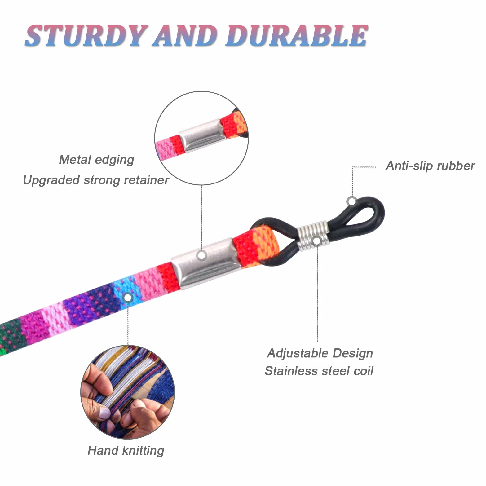 Cordones para Gafas Antideslizantes Ajustables Hombre Mujer Niño