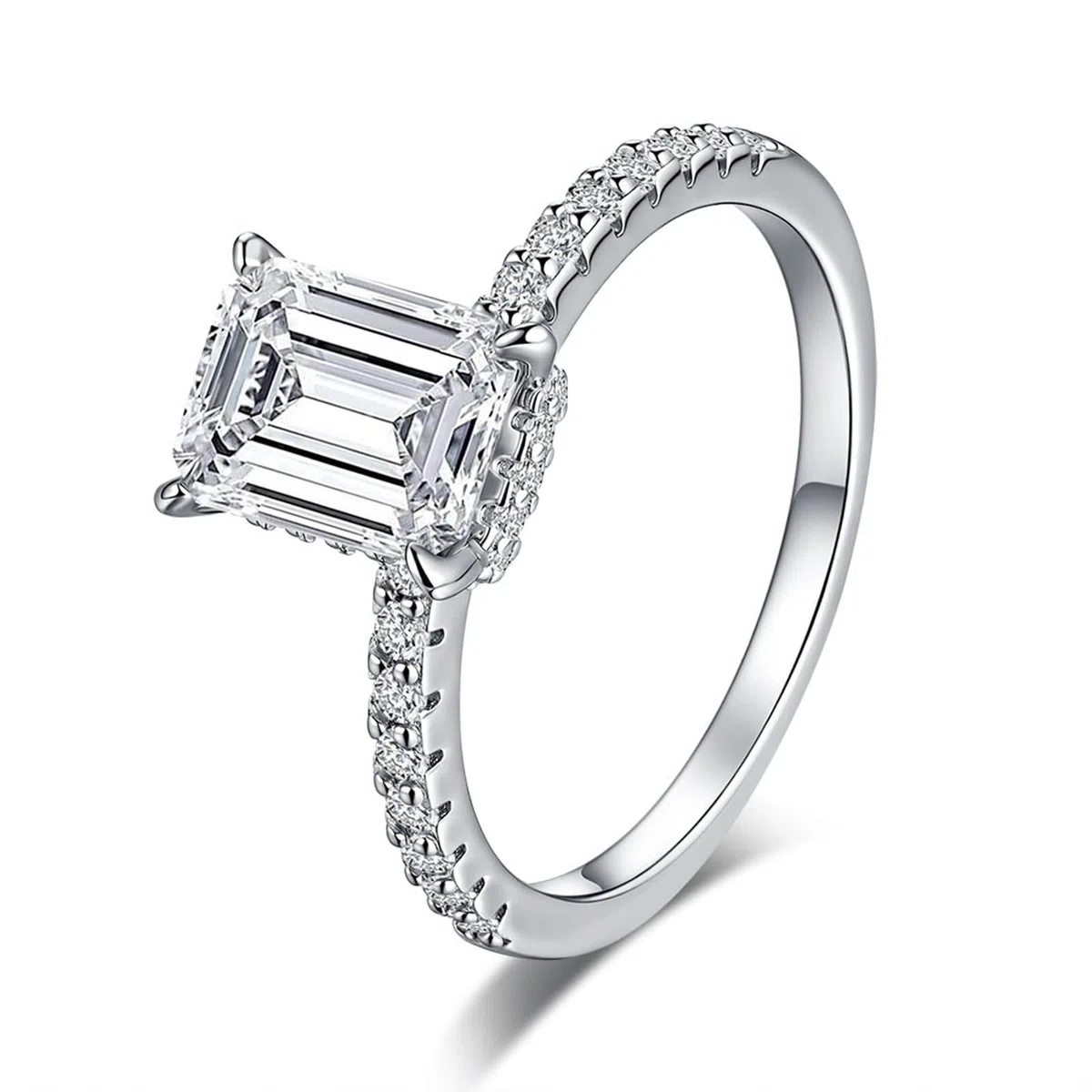 Anillo de boda para mujer, oro, alianzas halo con moissanite de 1 ct, anillo de compromiso de oro blanco, oro auténtico