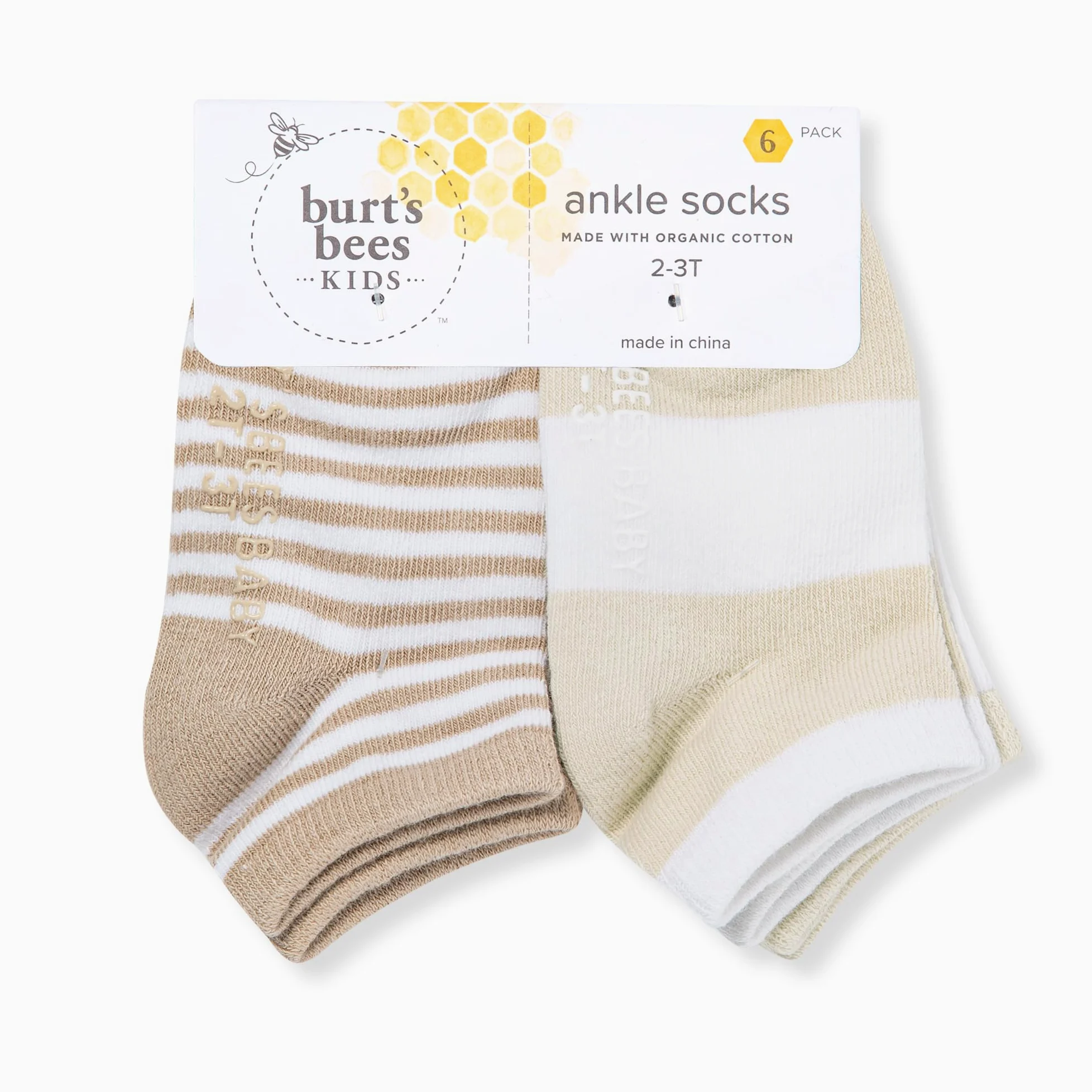 Burt's Bees Baby Socks, 6-pack Ankle Or Crew With Non-slip Grips, Made With Organic Cotton Calcetines casuales Unisex bebé (Pack de 6)