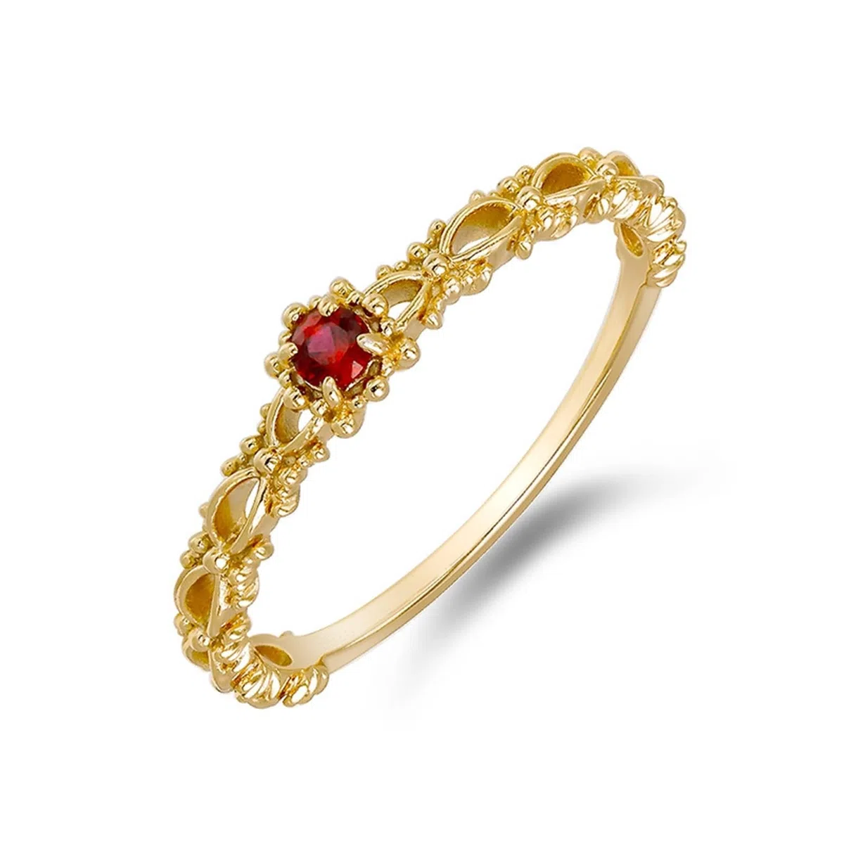 Anillo de compromiso de oro amarillo Au 375/585/750 con rubí de laboratorio, clásico, retro