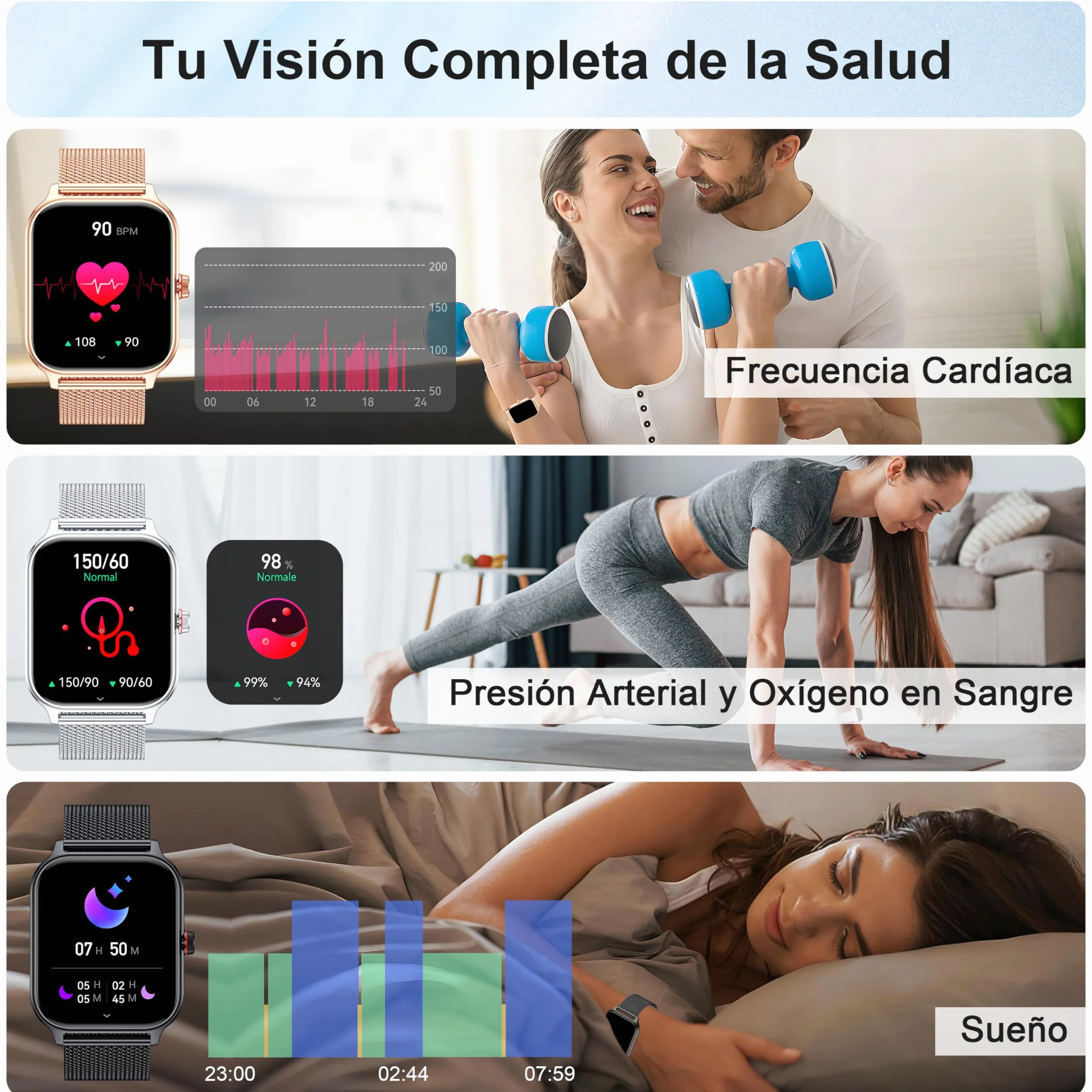 LODIMEKE Reloj Inteligente Mujer Hombre con Llamadas AI Voz y Whatsapp, 1.96" Smartwatch Monitor de Presión Arterial/SpO2/ Sueño/Podómetro/ 100+ Deportes, Pulsera Regalo iOS Android