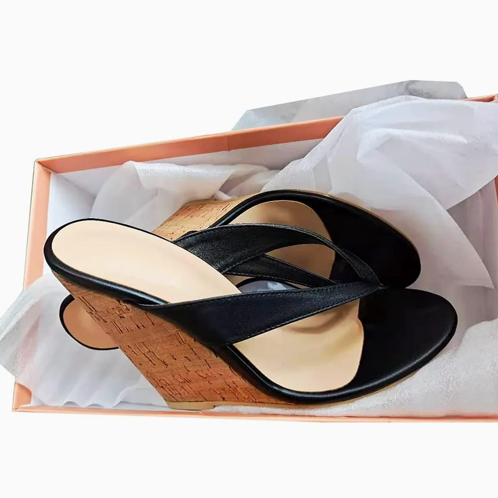 Sandalias de tacón para Mujer, Tacones Altos, Sandalias de cuña con Punta de Verano para Mujer, Sandalias de tacón Alto con Punta Redonda (Color: Negro, tamaño: 5,5) (Negro 7,5)