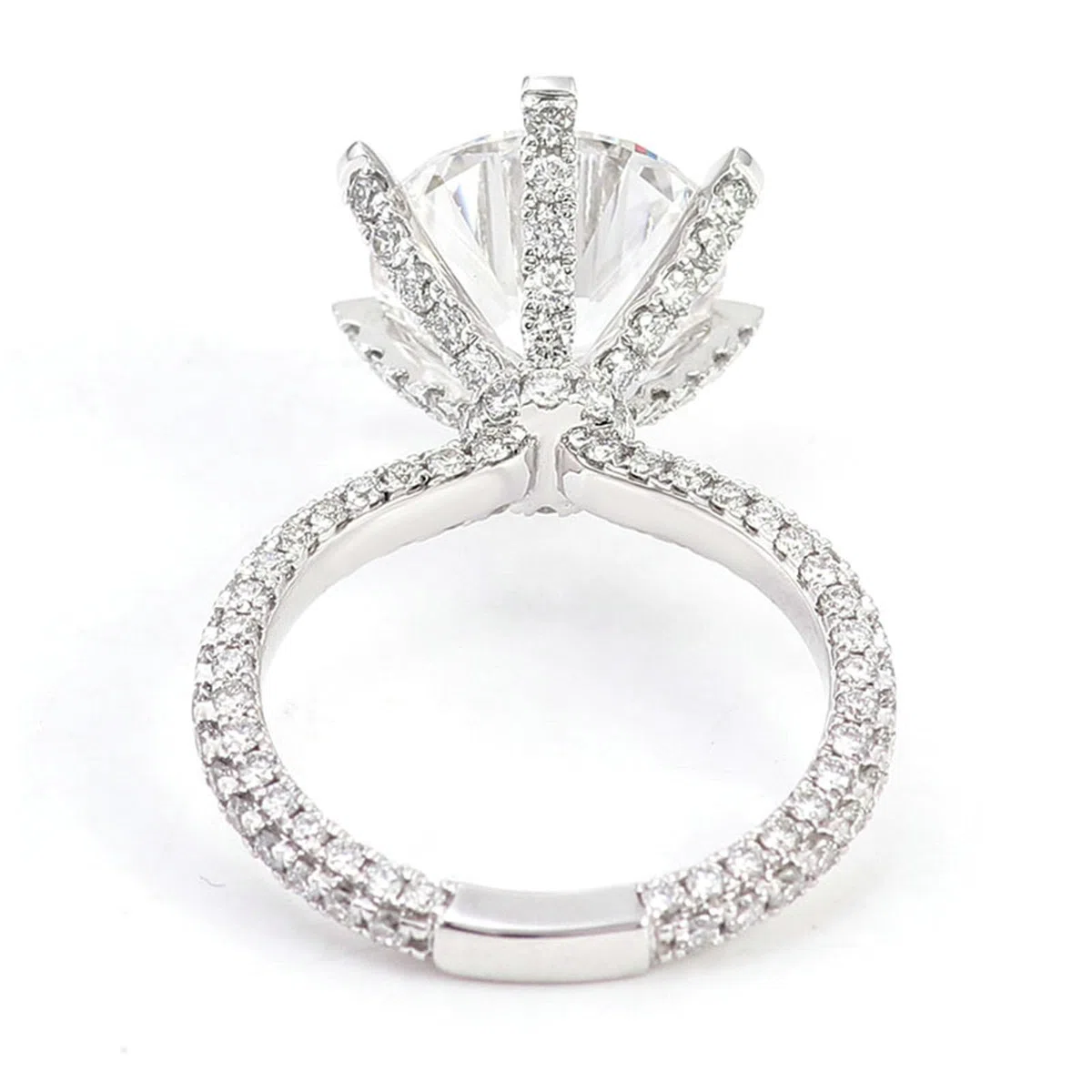 Anillos de compromiso de oro blanco de 18 quilates para mujer, talla redonda de 3 quilates, moissanita, elegante anillo de compromiso