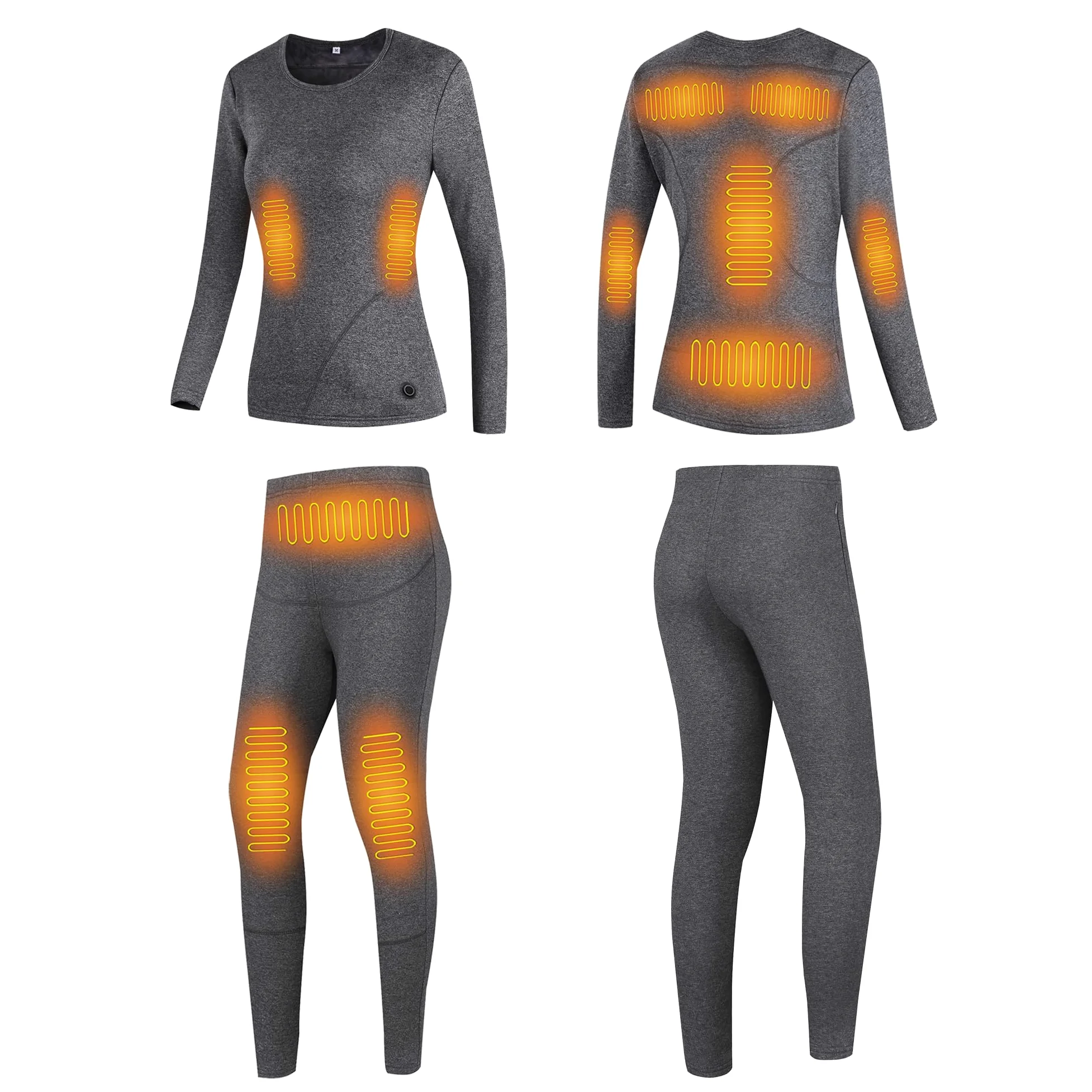 Camisa Y Pantalón De Ropa Interior Térmica Calefaccionada para Mujeres, Conjunto De Long Johns Térmicos Eléctricos De 11 Zonas De Calefacción para La Vida Diaria En Invierno