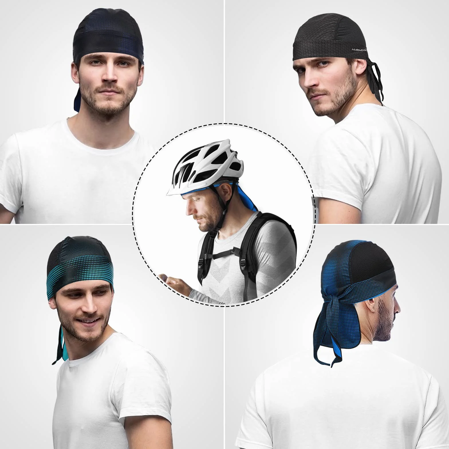 HASAGEI Bandana para Hombre y Mujer, Pañuelo para la Cabeza, Gorra para Motero Bicicleta