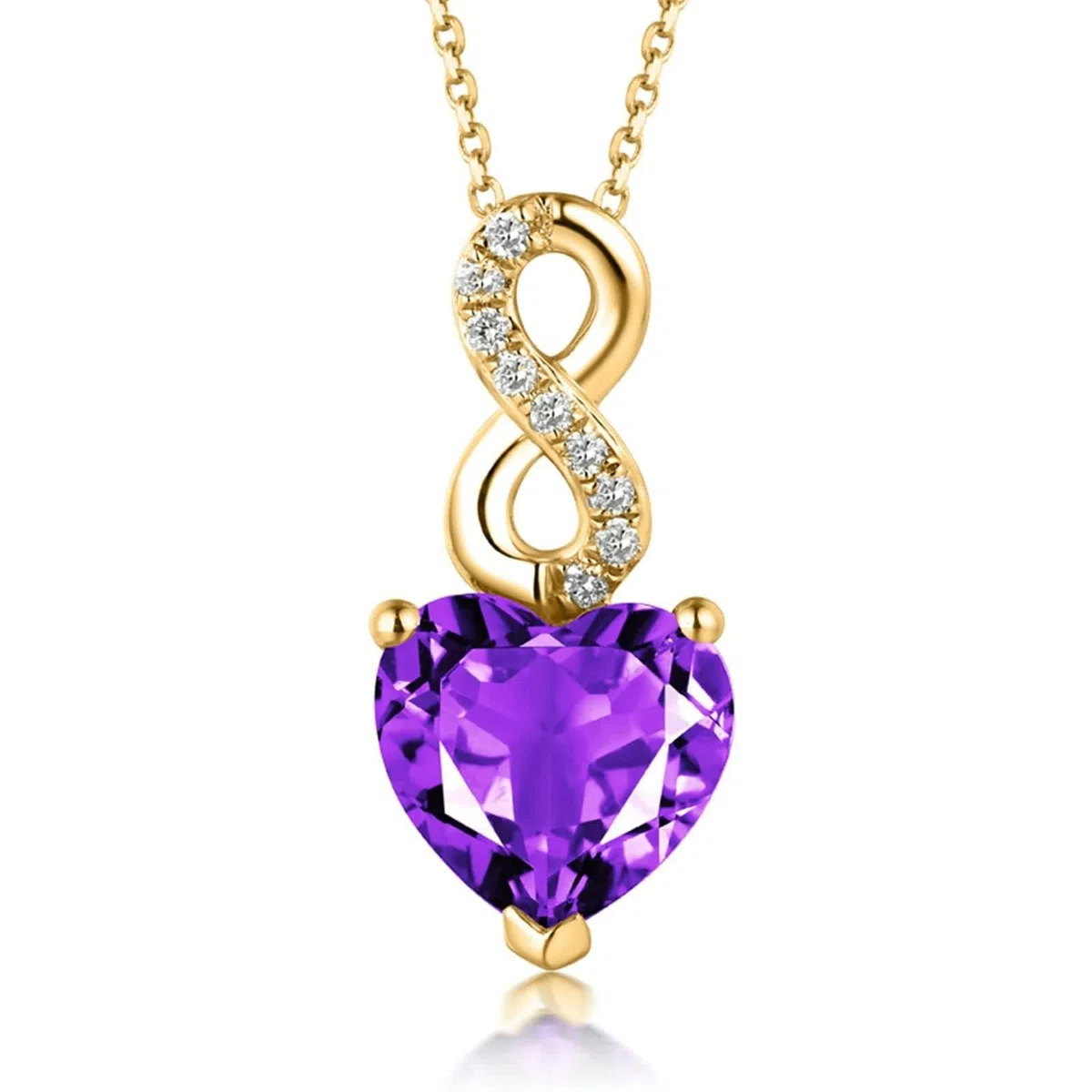 Collares de corazón para mujer, collar de cadena de oro amarillo, diamante citrino, joyería nupcial de moda, Amatista