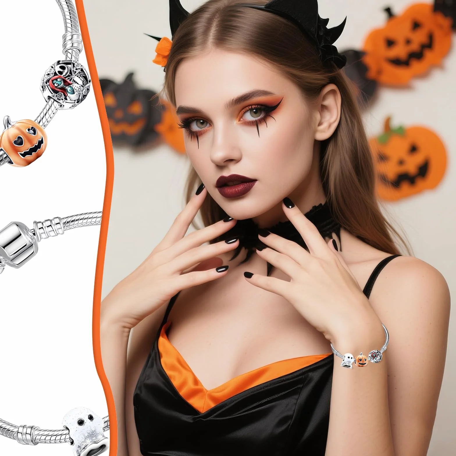 Halloween Charms Halloween Luminoso Colgante con Calabaza Cráneo Fantasmas Charms para Pulsera y Collar Joyas Regalo para Mujer