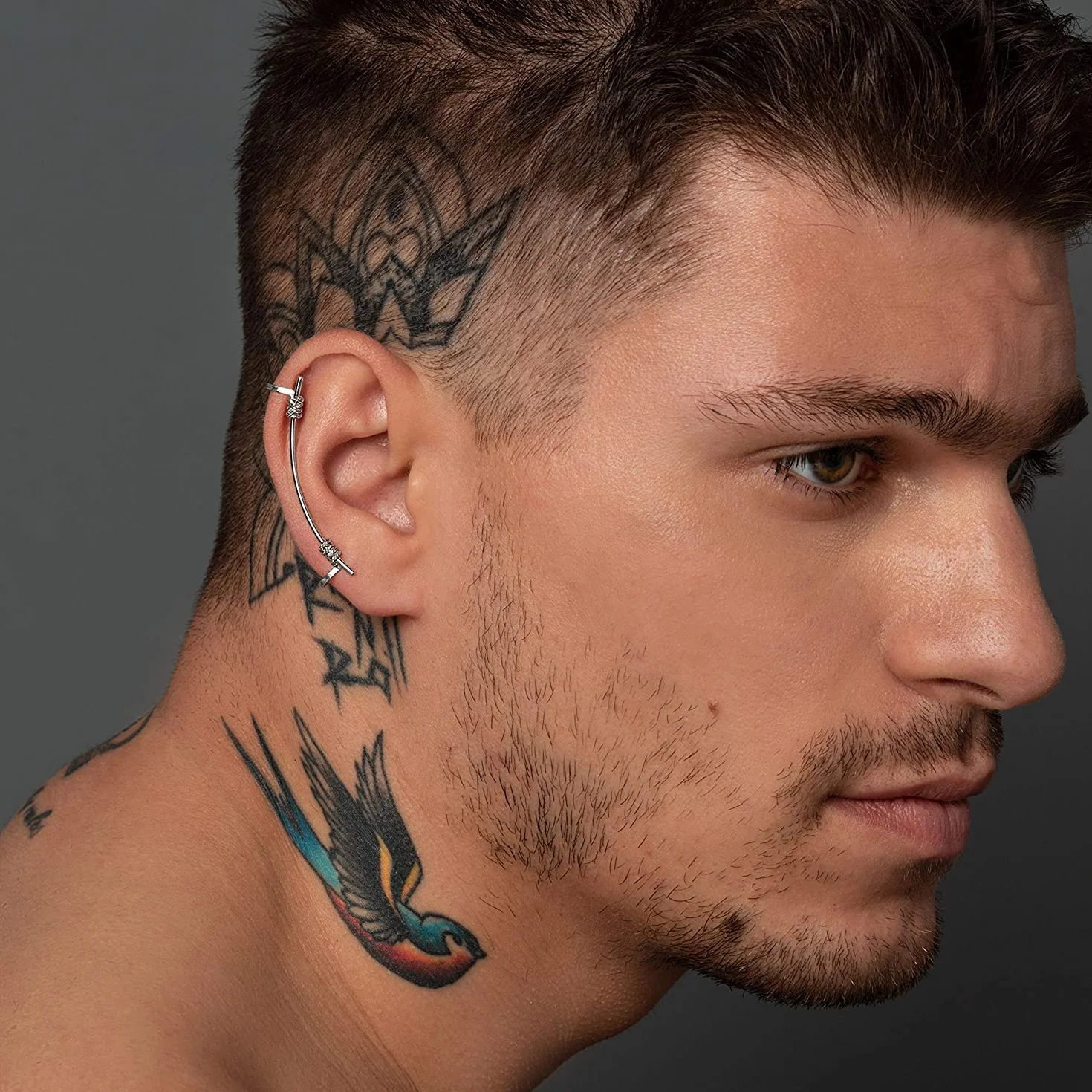 Pendientes de plata esterlina para hombres joyería punk regalo