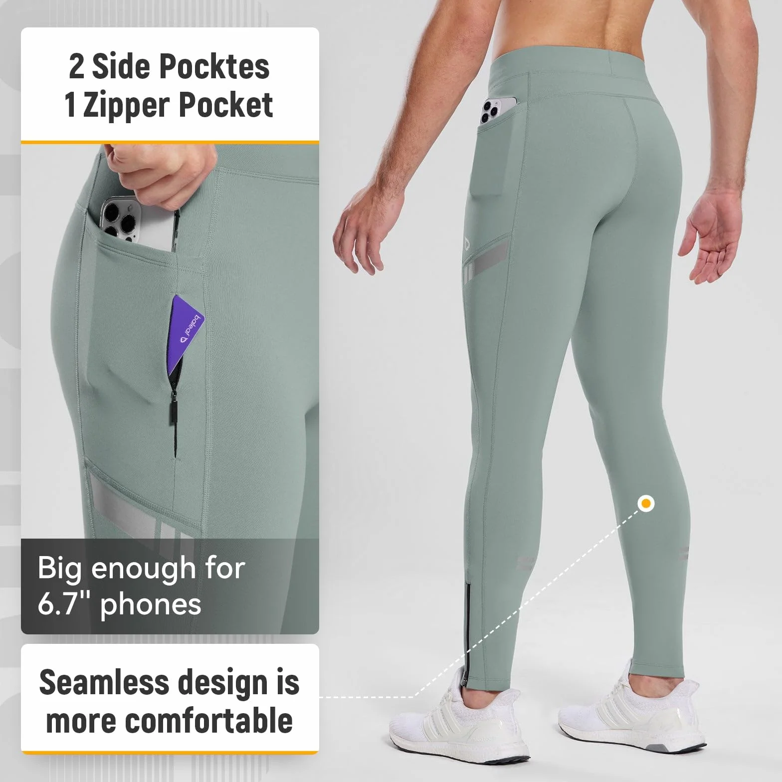 BALEAF Pantalones térmicos impermeables para hombre forro polar con bolsillos senderismo