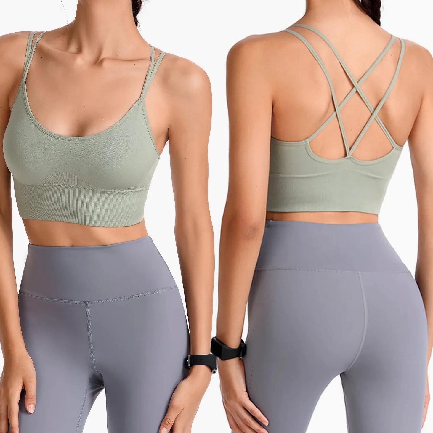 HANERDUN Sujetador Deportivo para Mujer Cómodos Tirantes Finos con Almohadillas Extraíbles para Yoga, Gimnasio Correr