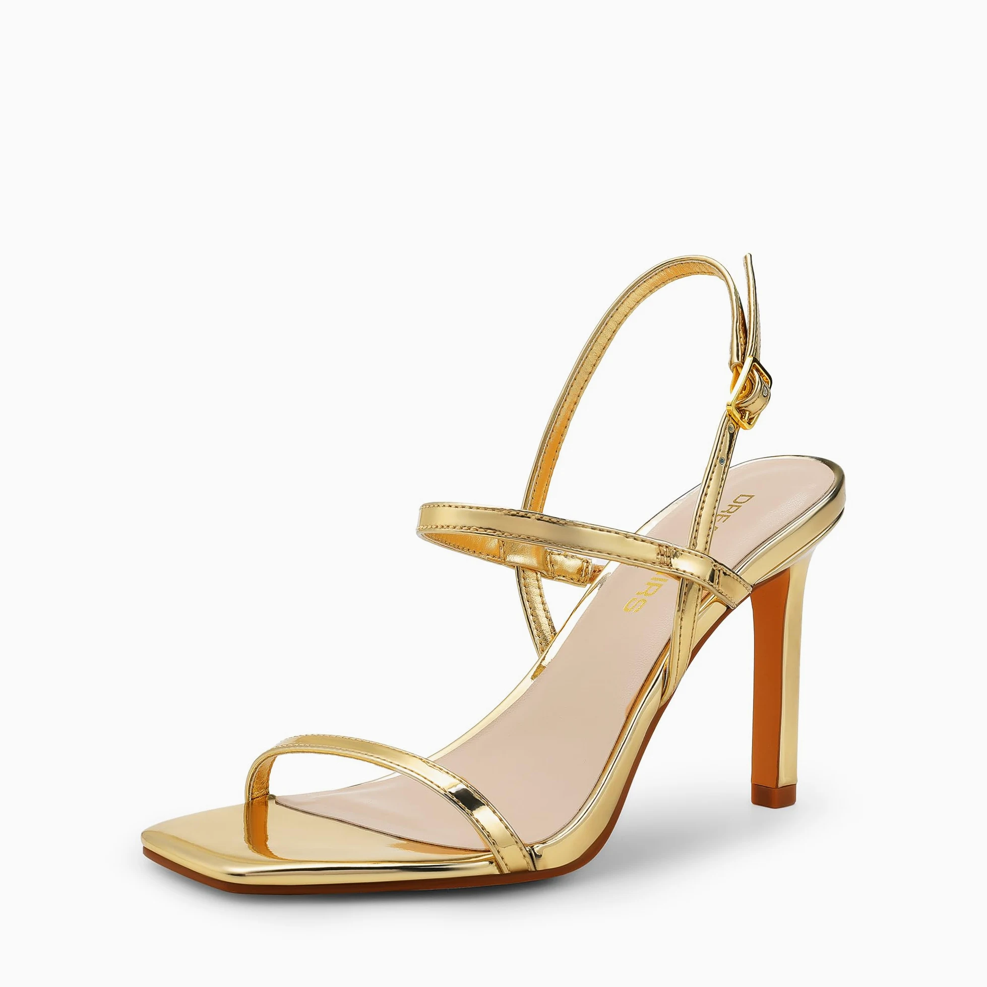 DREAM PAIRS Zapatos de tacón alto para mujer, puntera cuadrada abierta, correa al tobillo, sexy, cómodos, con tiras, para boda, novia, sandalias de tacón