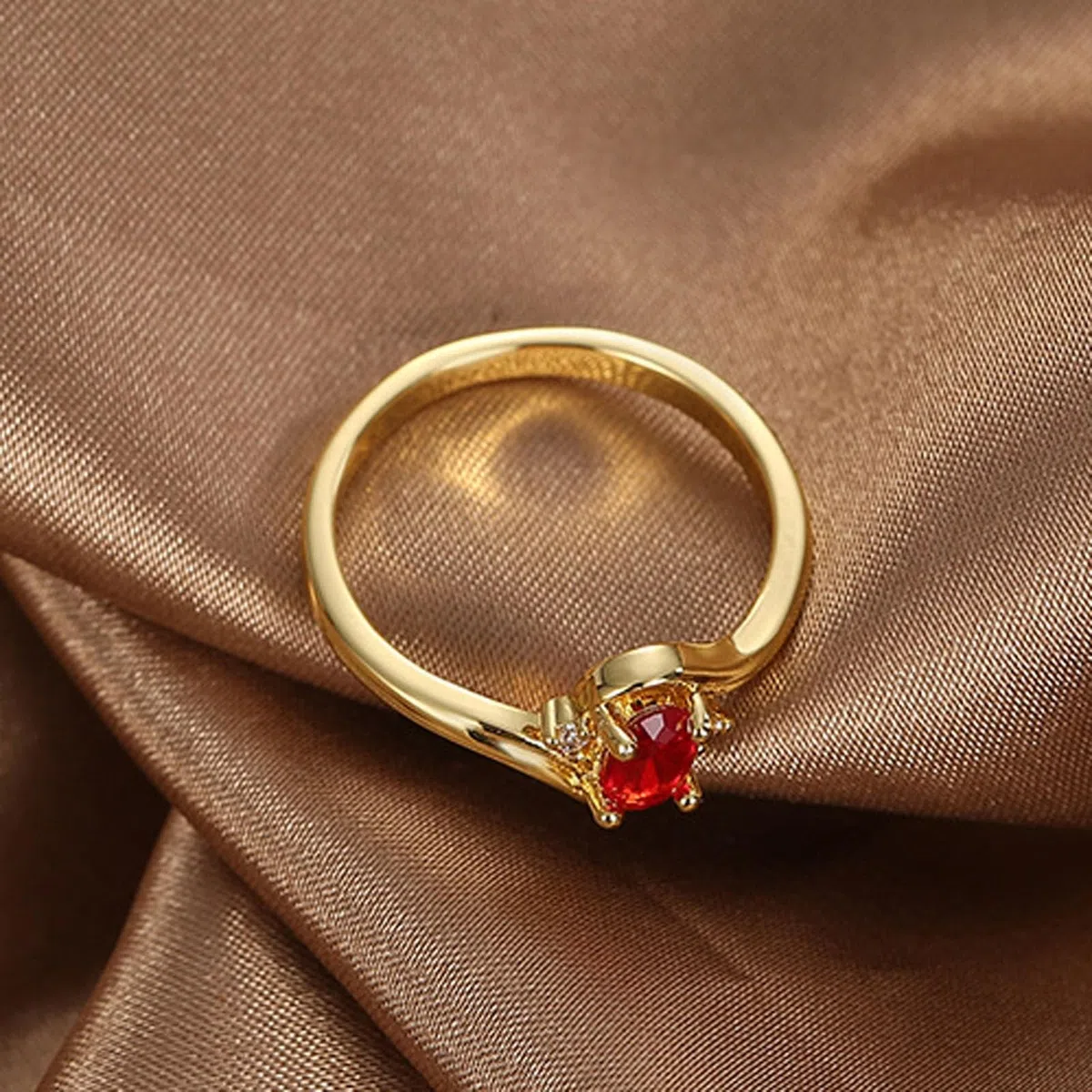 Anillo de plata auténtica para mujer de oro amarillo de 9 K/14 K/18 K, anillo de boda solitario con rubí de 0,5 ct