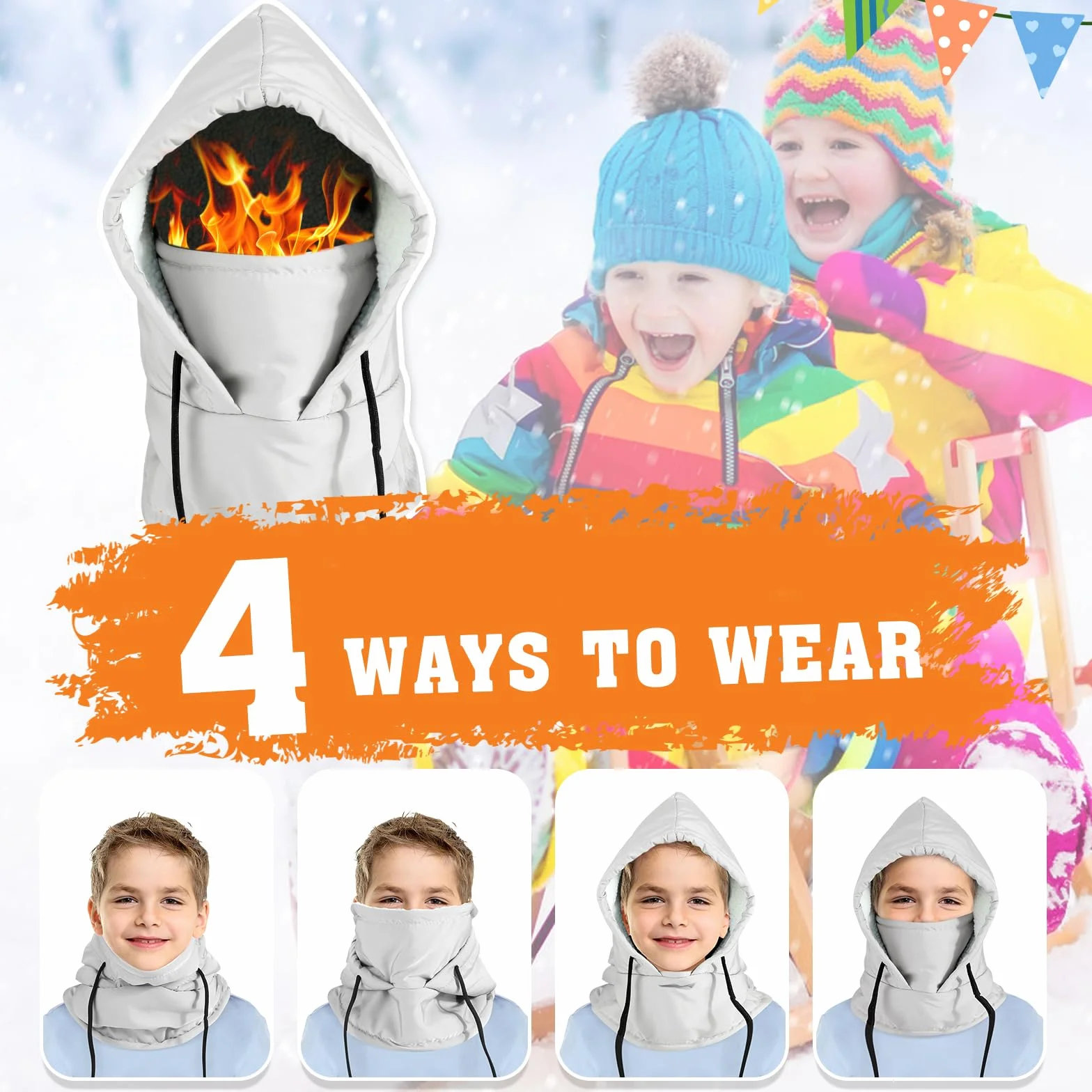Pasamontañas Térmico Impermeable para Niños con Máscara de Esquí Ciclismo, Forro Polar
