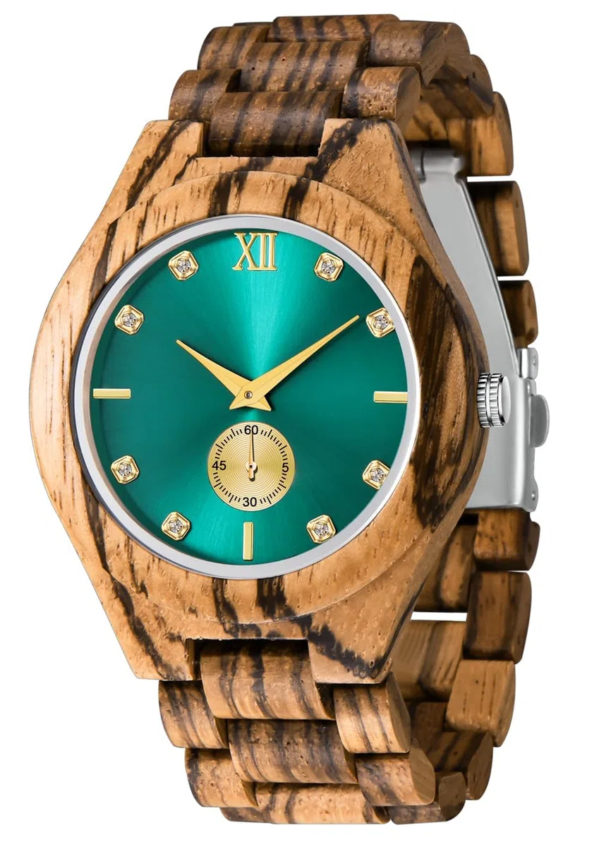 Tiong Reloj de madera para hombre de madera de bambú invertido Geométrico Invertido Reloj de cuarzo analógico para hombres Relojes de madera hechos a mano, Wq1242-marrón, Retro
