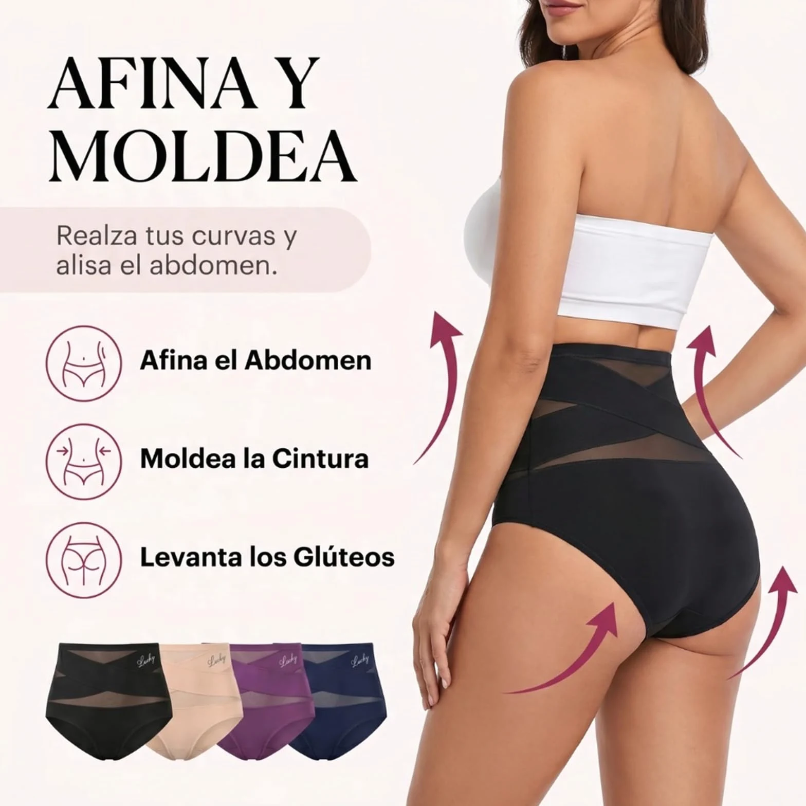 Mi-Calma Faja Cintura Alta Mujer Invisible Sin Costuras | Moldea la silueta con ajuste cómodo, tejido transpirable para uso diario bajo ropa ajustada