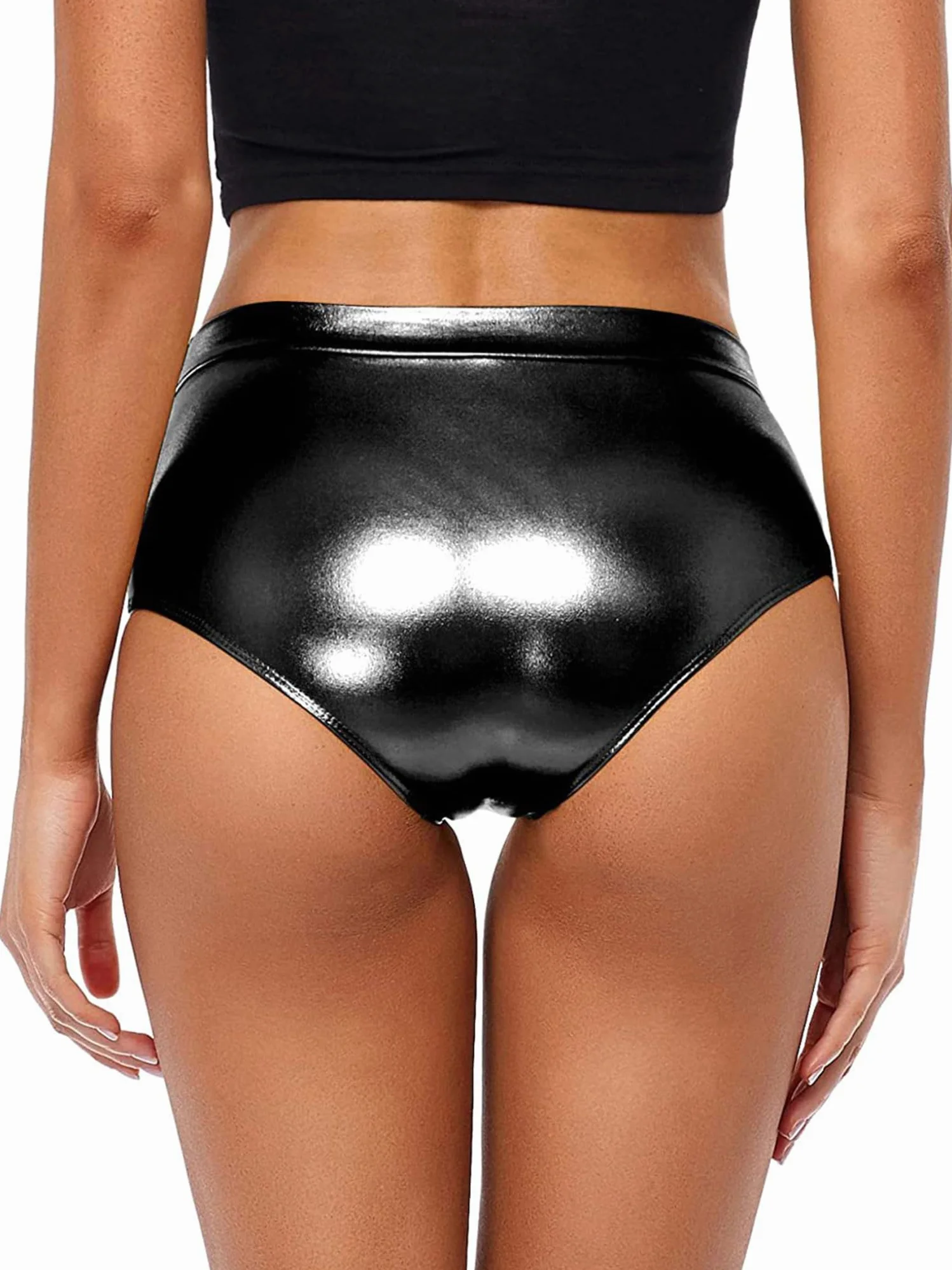 Metálicos Hot Pants Cintura Alta para Mujer Deportivo Danza Yoga Gimnasia Slim Fitness